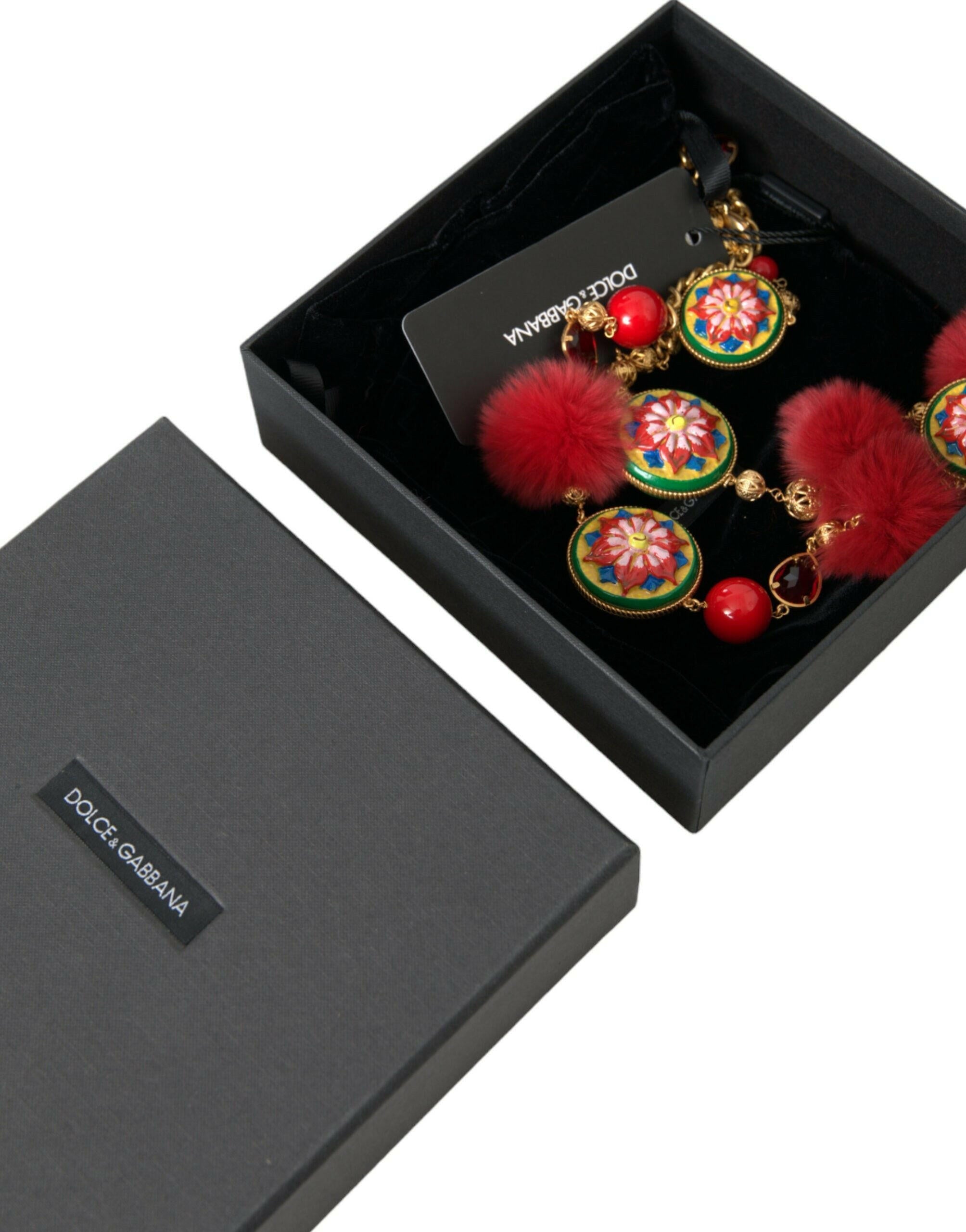Dolce & Gabbana Gold Brass Red Fur Crystal Waist Torero Waist Belt -   -  Dolce & Gabbana.