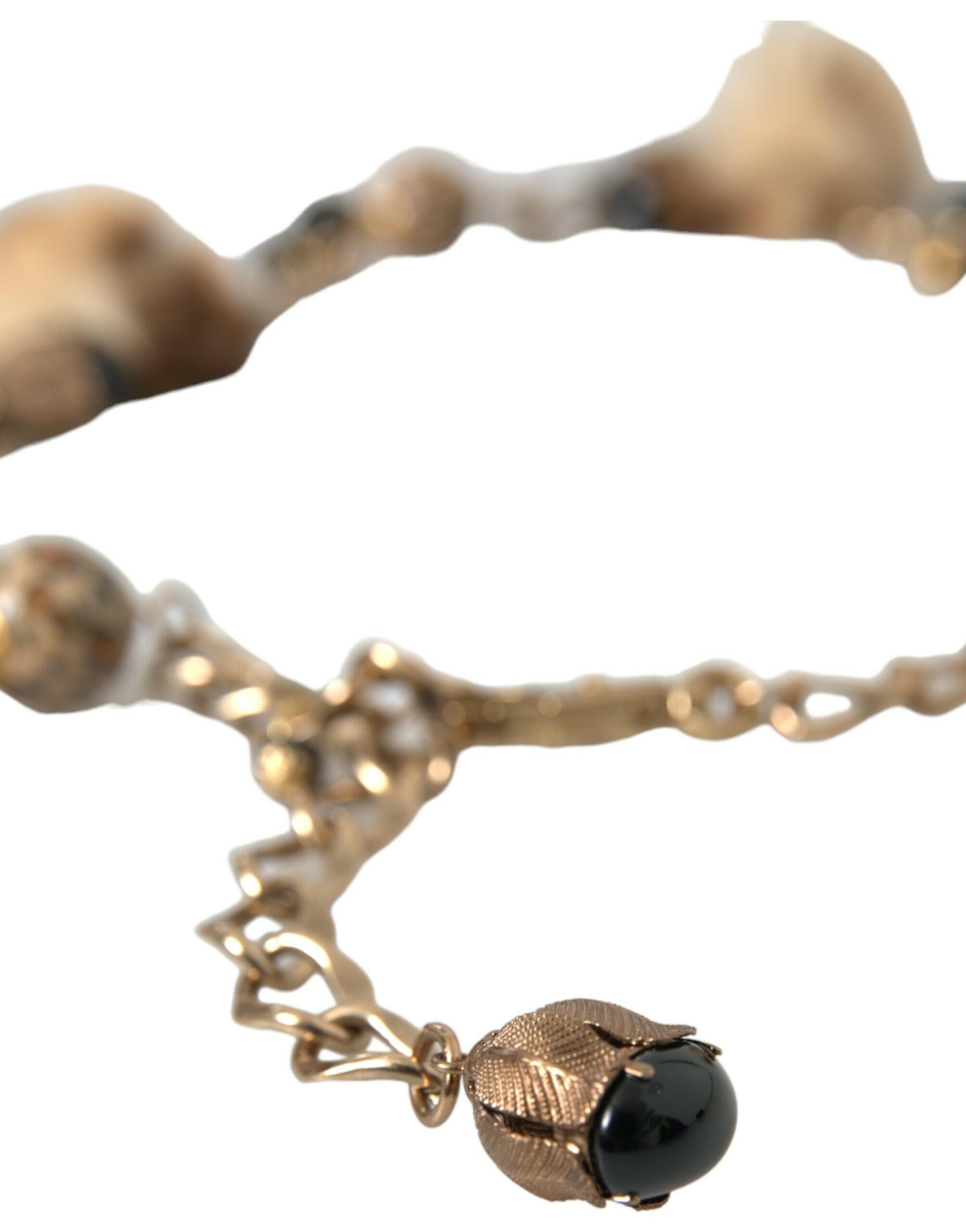 Dolce & Gabbana Gold Brass Leopard Fur Pearl Collier Chain Belt -   -  Dolce & Gabbana.