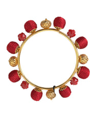 Dolce & Gabbana Gold Brass Red RUNWAY Sicilia Natale Roses Bracelet -   -  Dolce & Gabbana.
