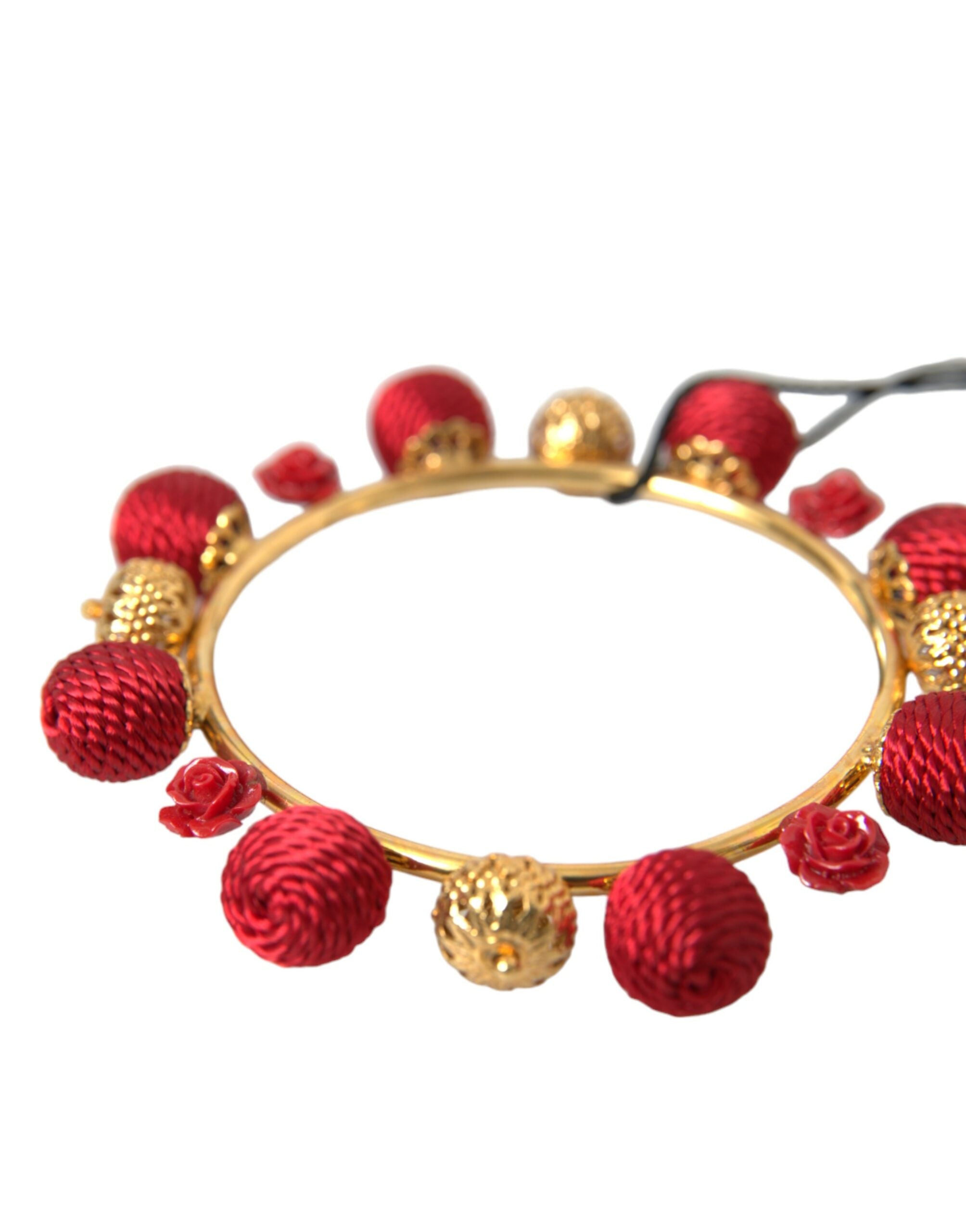 Dolce & Gabbana Gold Brass Red RUNWAY Sicilia Natale Roses Bracelet -   -  Dolce & Gabbana.