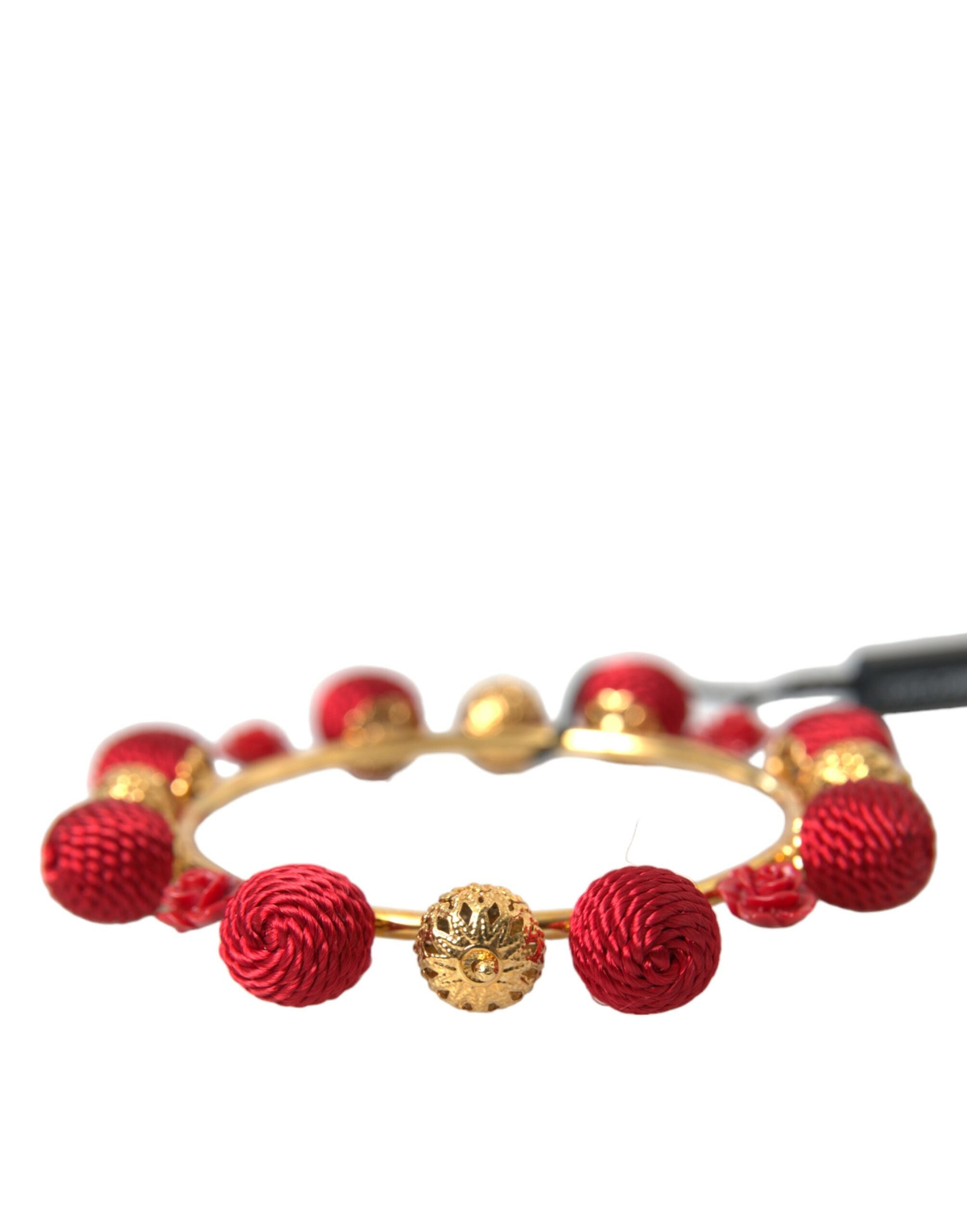 Dolce & Gabbana Gold Brass Red RUNWAY Sicilia Natale Roses Bracelet -   -  Dolce & Gabbana.