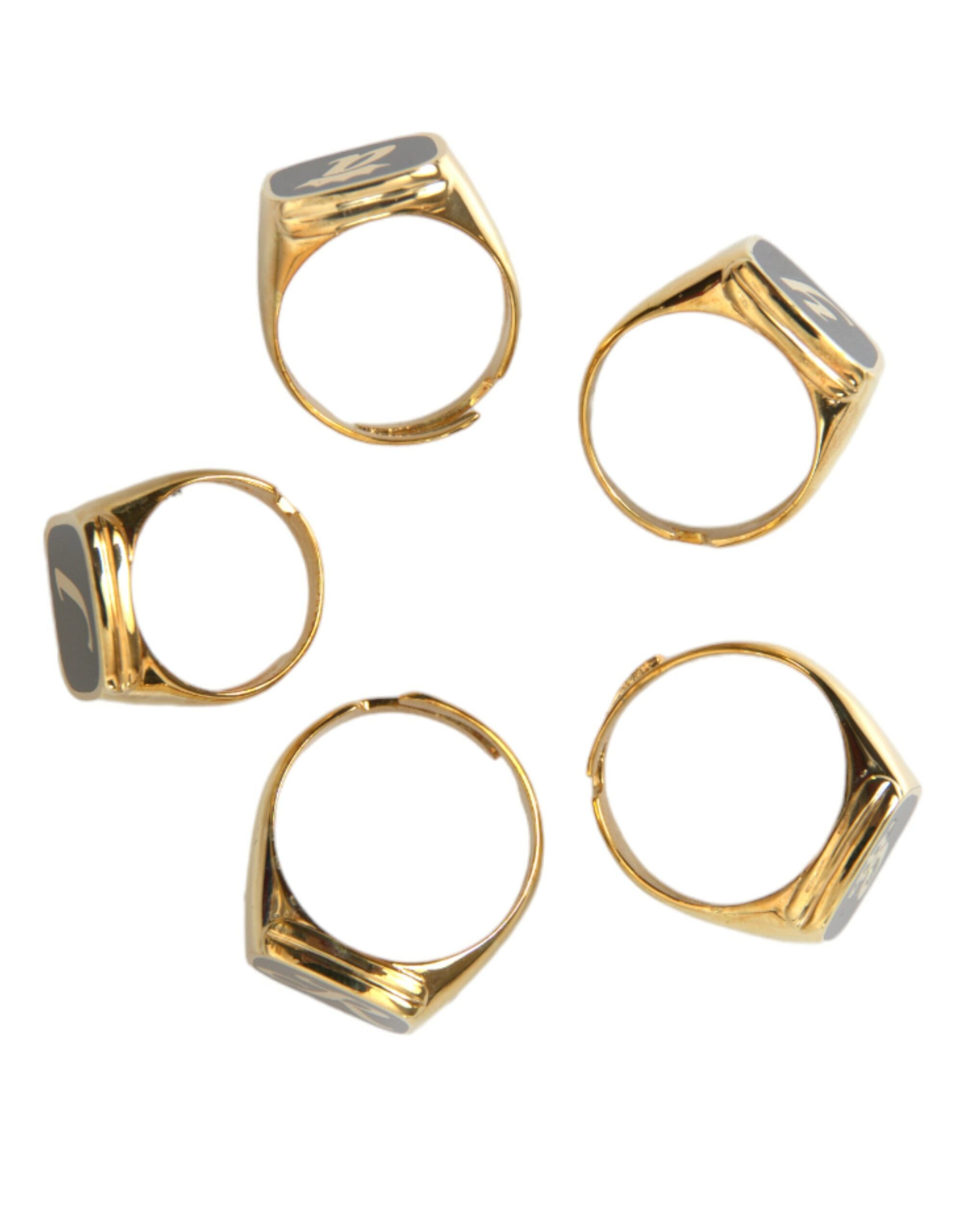 Dolce & Gabbana Gold Brass ROYAL Enamel Set of 5 Ring -   -  Dolce & Gabbana.