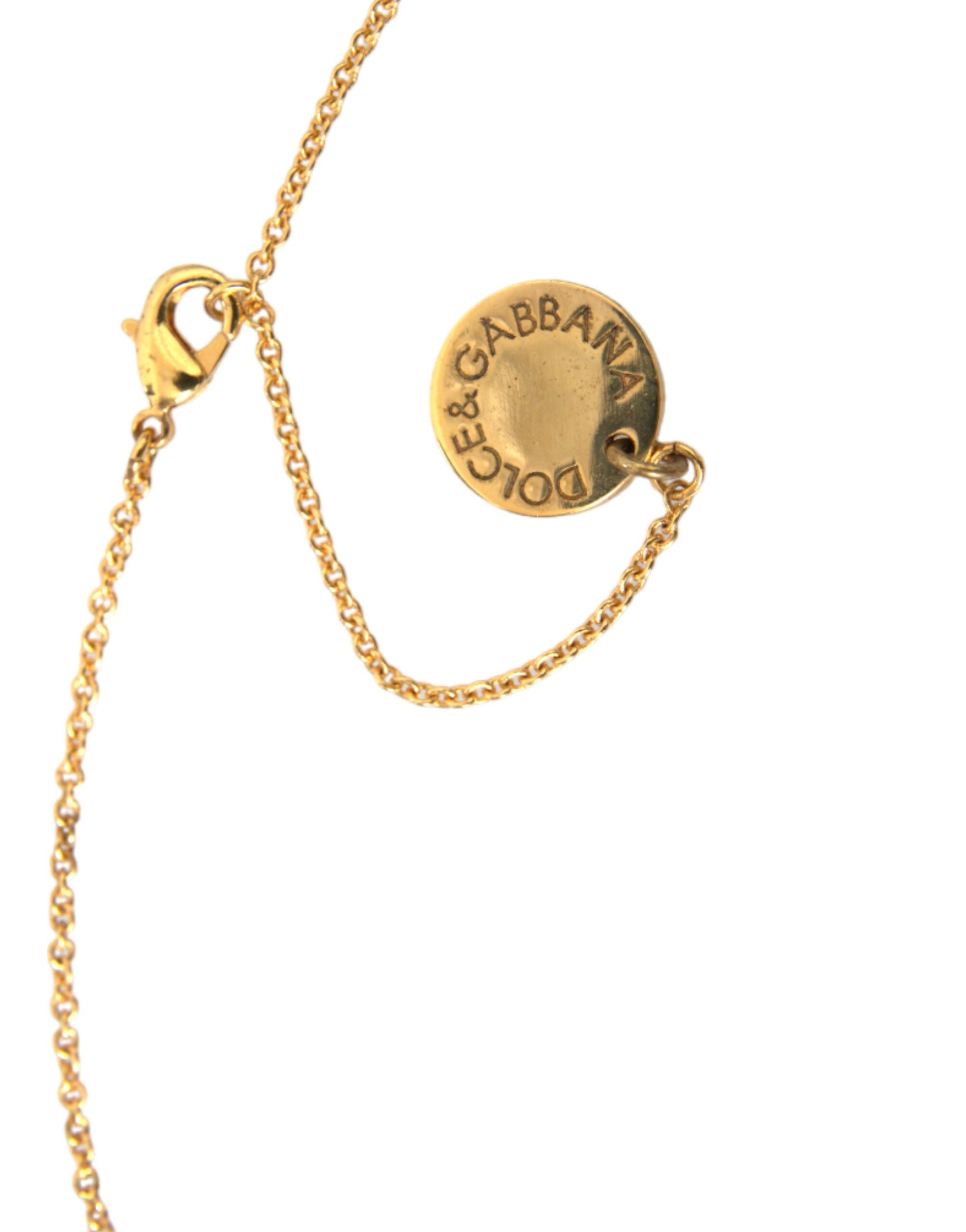 Dolce & Gabbana Gold Brass Chain Dog Heart Pendant Charm Necklace -   -  Dolce & Gabbana.
