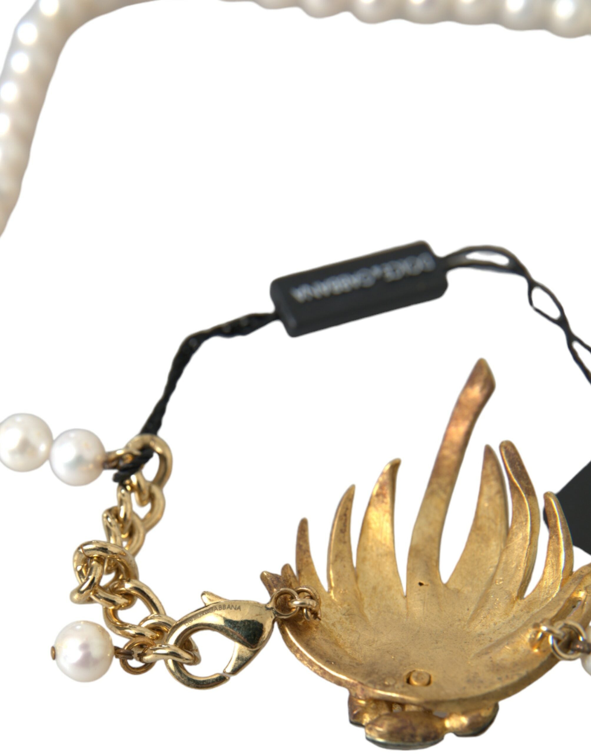 Dolce & Gabbana Gold Brass Crystal Pearl Tree Pendant Charm Necklace -   -  Dolce & Gabbana.