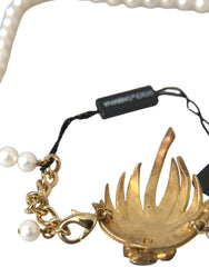 Dolce & Gabbana Gold Brass Crystal Pearl Tree Pendant Charm Necklace -   -  Dolce & Gabbana.
