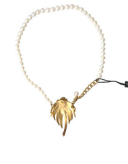 Dolce & Gabbana Gold Brass Crystal Pearl Tree Pendant Charm Necklace -   -  Dolce & Gabbana.
