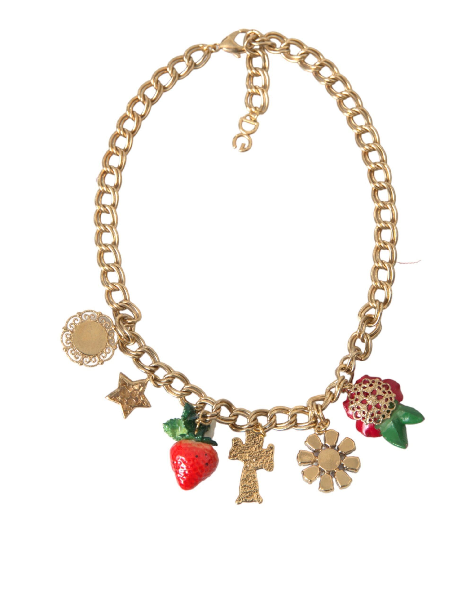 Dolce & Gabbana Gold Chain Rose Cross Strawberry Star Pendant Necklace -   -  Dolce & Gabbana.