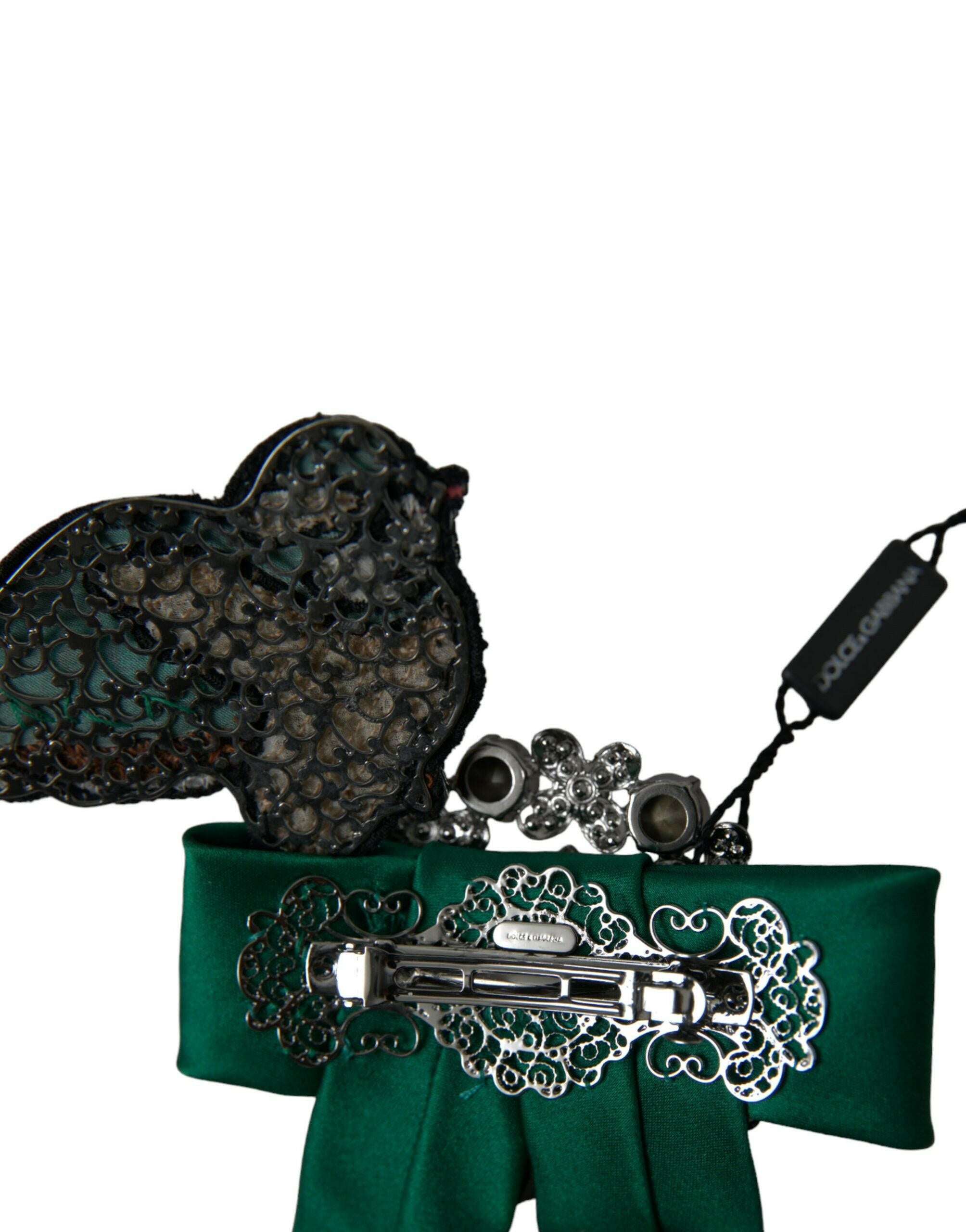 Dolce & Gabbana Green Satin Bird Crystal Women Hair Clip -   -  Dolce & Gabbana.