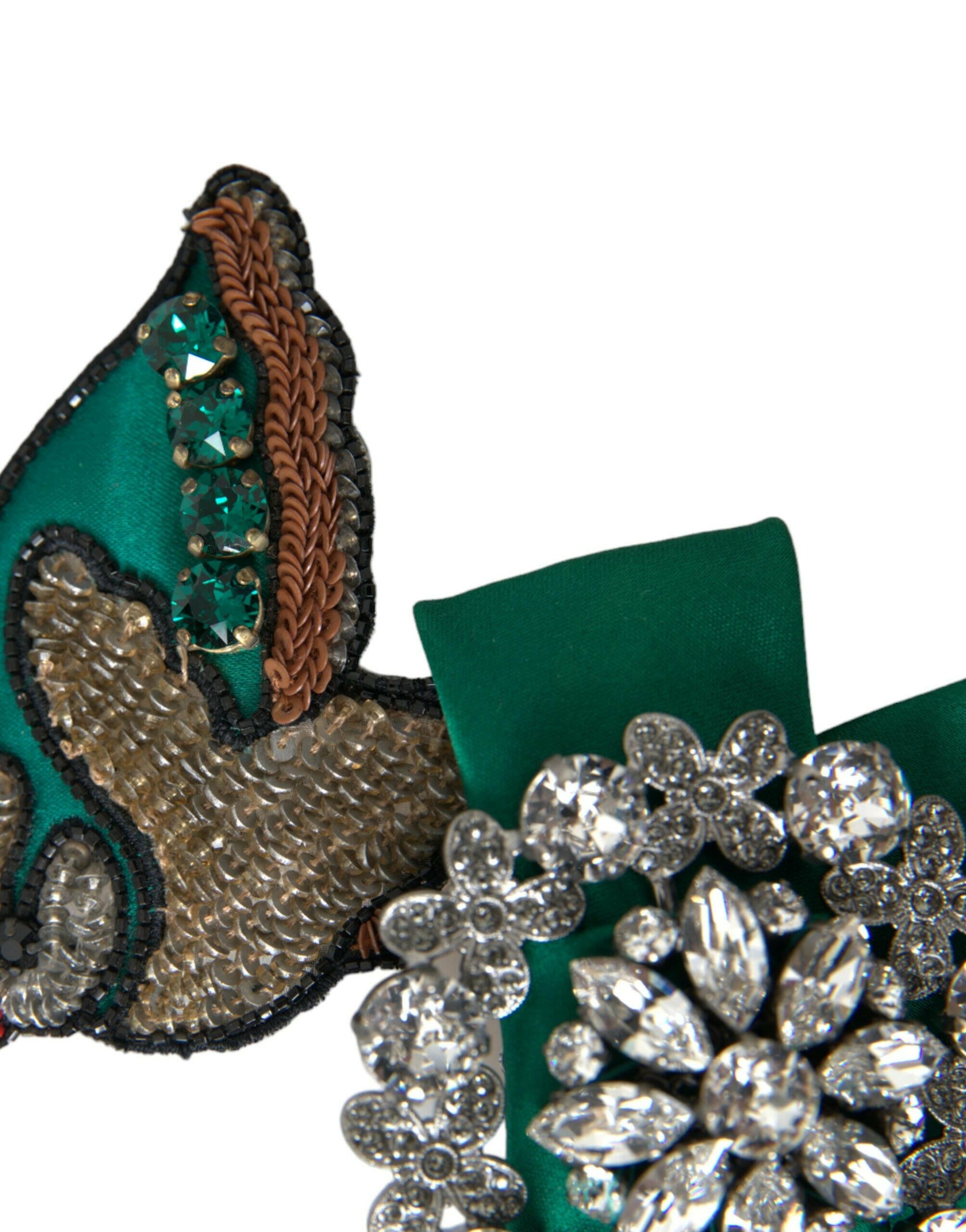 Dolce & Gabbana Green Satin Bird Crystal Women Hair Clip -   -  Dolce & Gabbana.