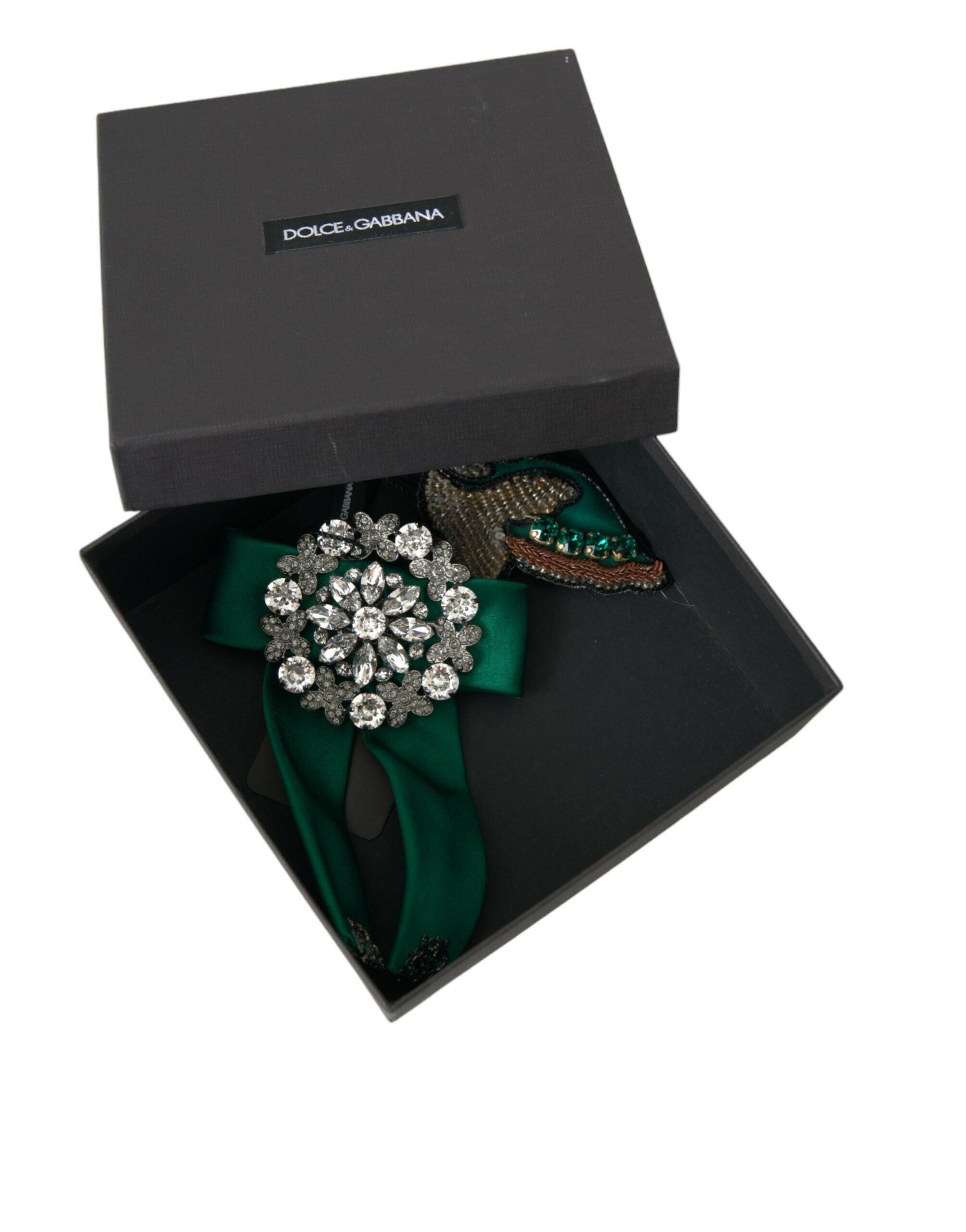 Dolce & Gabbana Green Satin Bird Crystal Women Hair Clip -   -  Dolce & Gabbana.