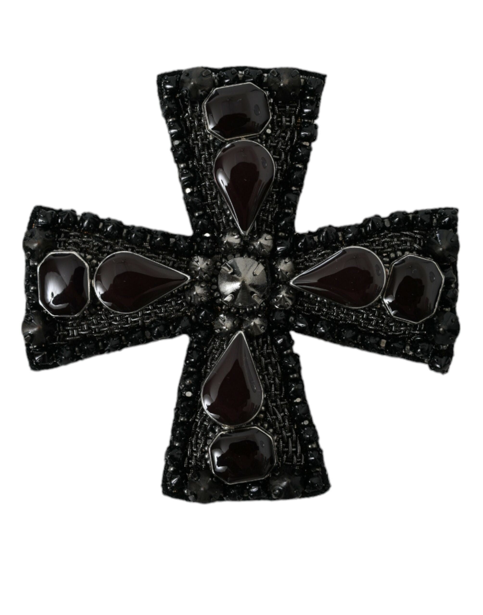 Dolce & Gabbana Black Crystals Embellished Cross Pin Brooch -   -  Dolce & Gabbana.