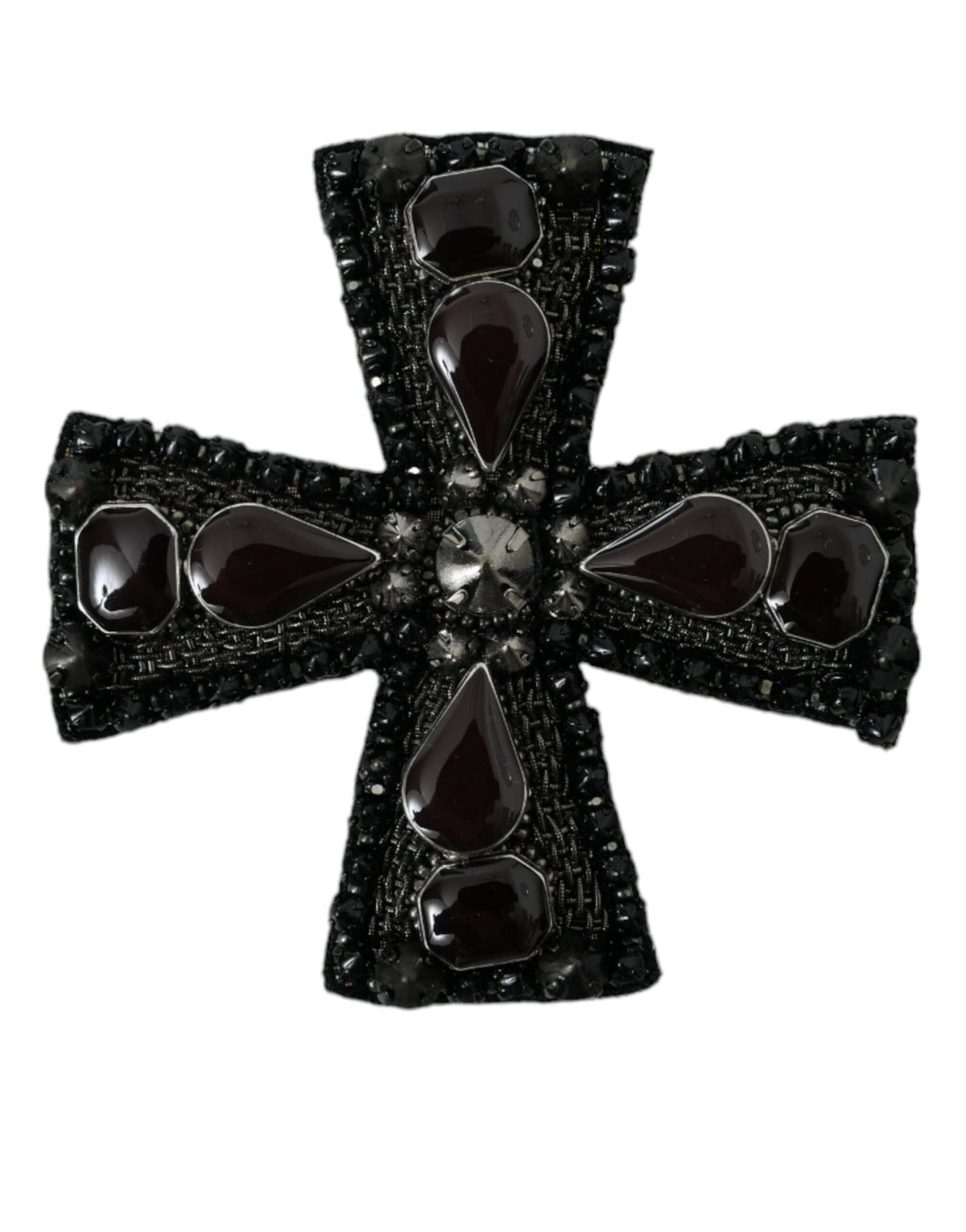 Dolce & Gabbana Black Crystals Embellished Cross Pin Brooch -   -  Dolce & Gabbana.