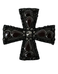 Dolce & Gabbana Black Crystals Embellished Cross Pin Brooch -   -  Dolce & Gabbana.