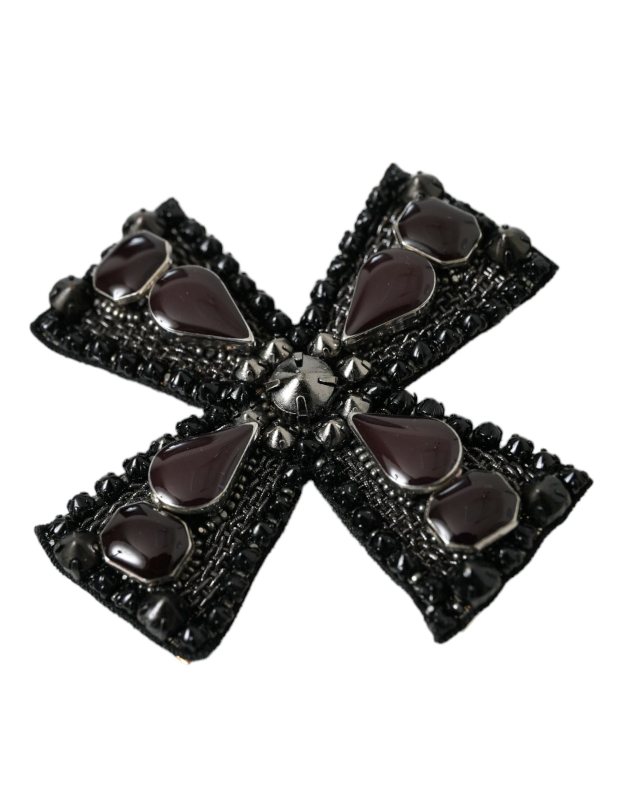 Dolce & Gabbana Black Crystals Embellished Cross Pin Brooch -   -  Dolce & Gabbana.