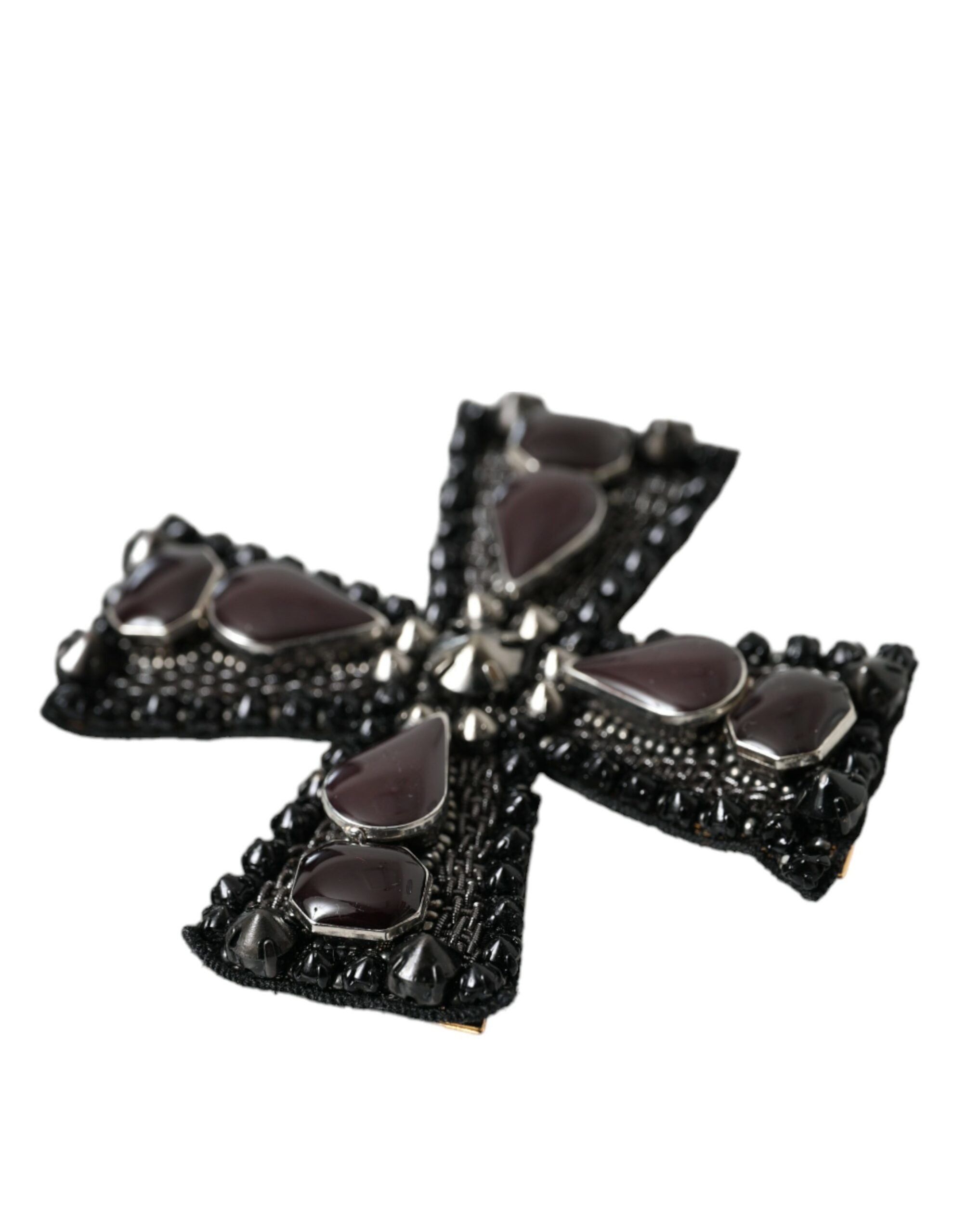 Dolce & Gabbana Black Crystals Embellished Cross Pin Brooch -   -  Dolce & Gabbana.