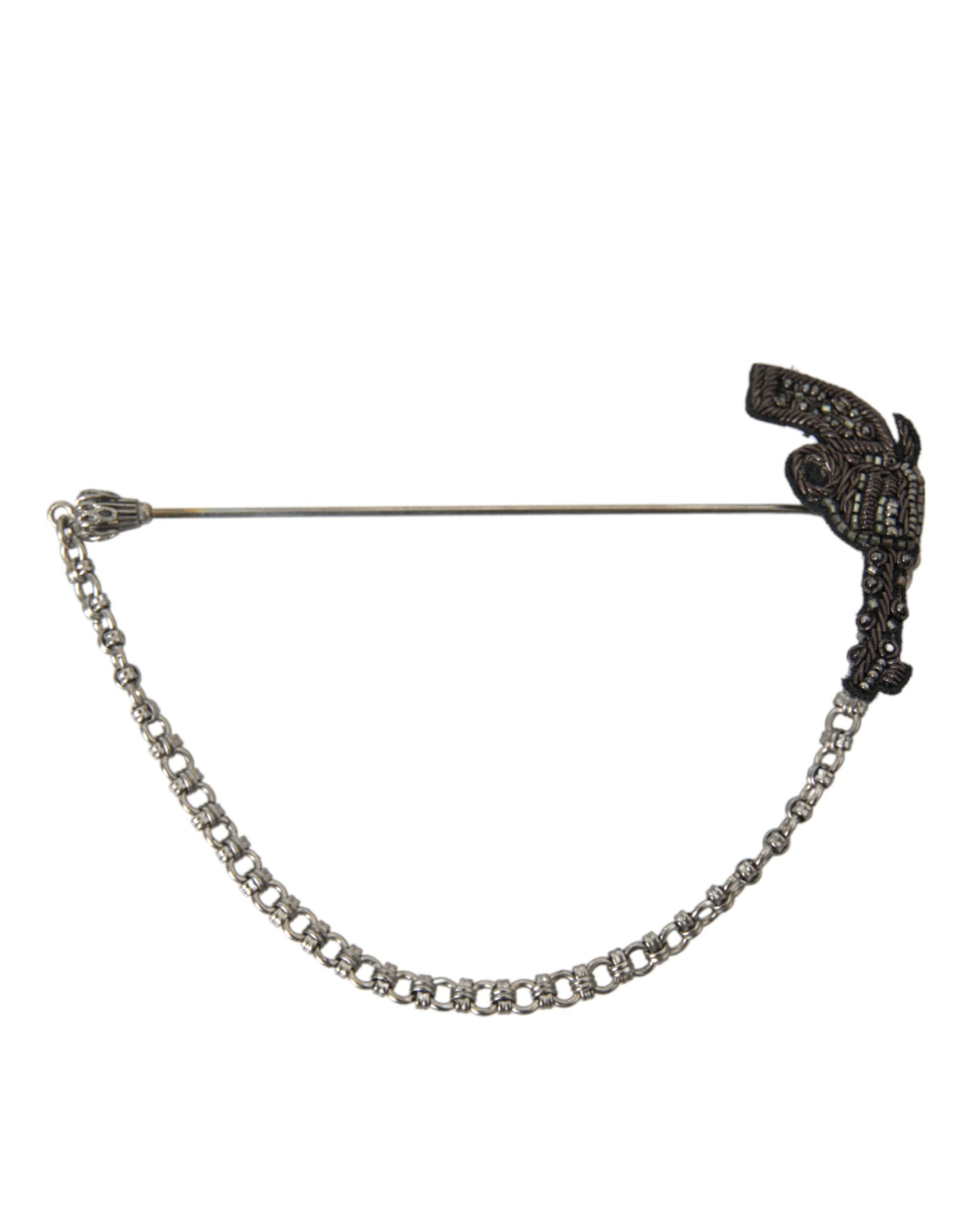 Dolce & Gabbana Brass Copper Silk Revolver Gun Men Brooch Lapel Pin -   -  Dolce & Gabbana.