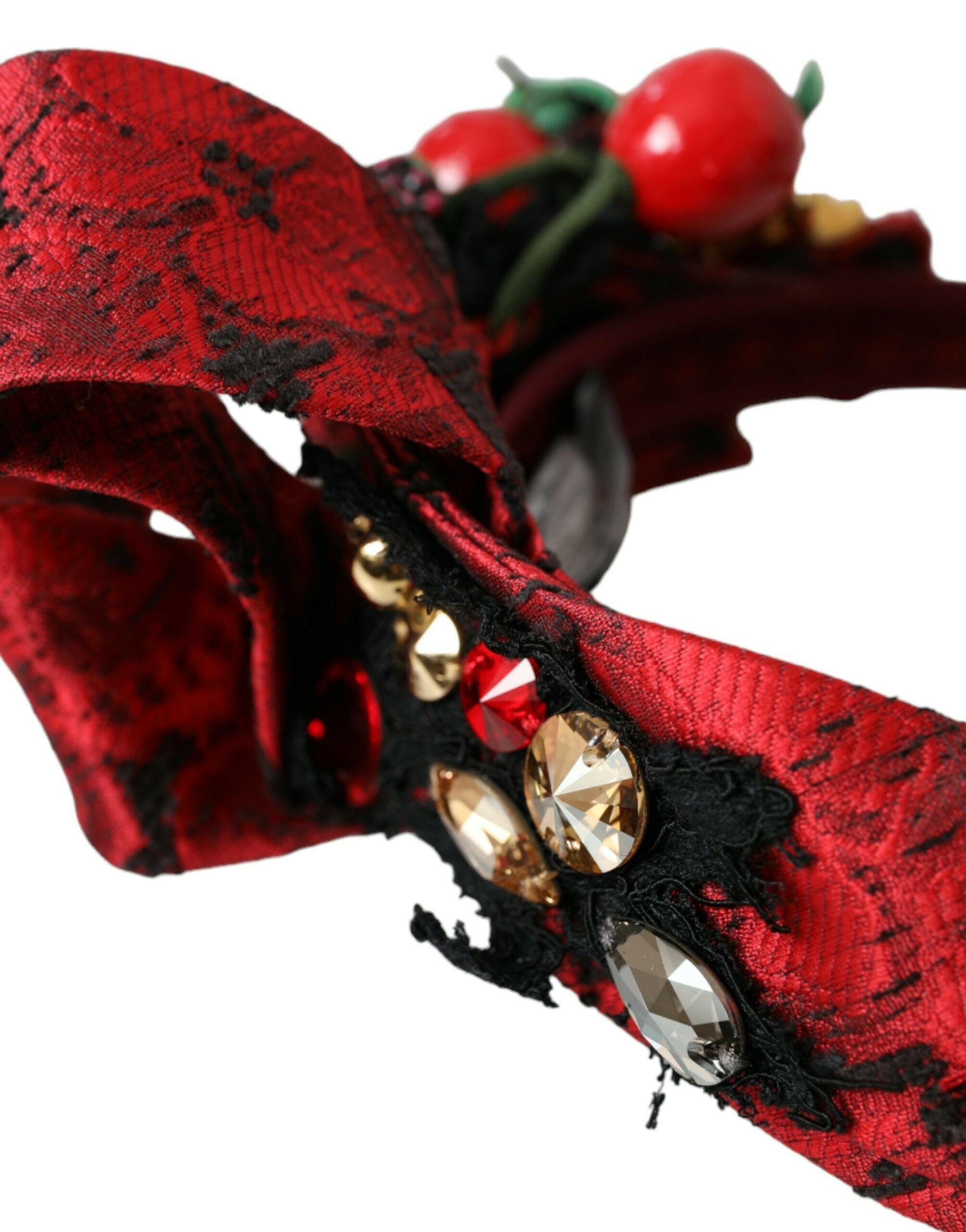 Dolce & Gabbana Red Cherry Sicily Embellished Women Hairband Diadem -   -  Dolce & Gabbana.