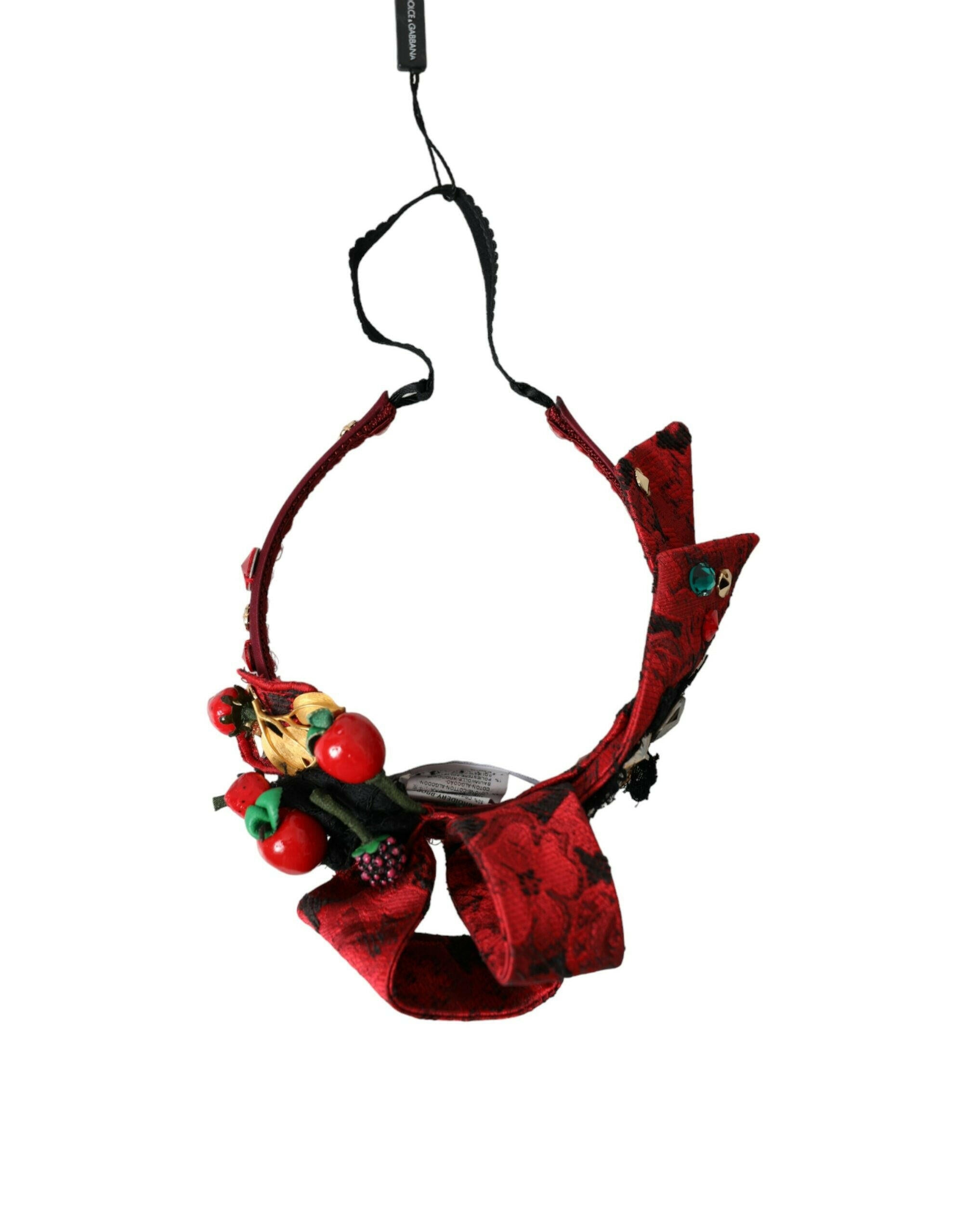 Dolce & Gabbana Red Cherry Sicily Embellished Women Hairband Diadem -   -  Dolce & Gabbana.