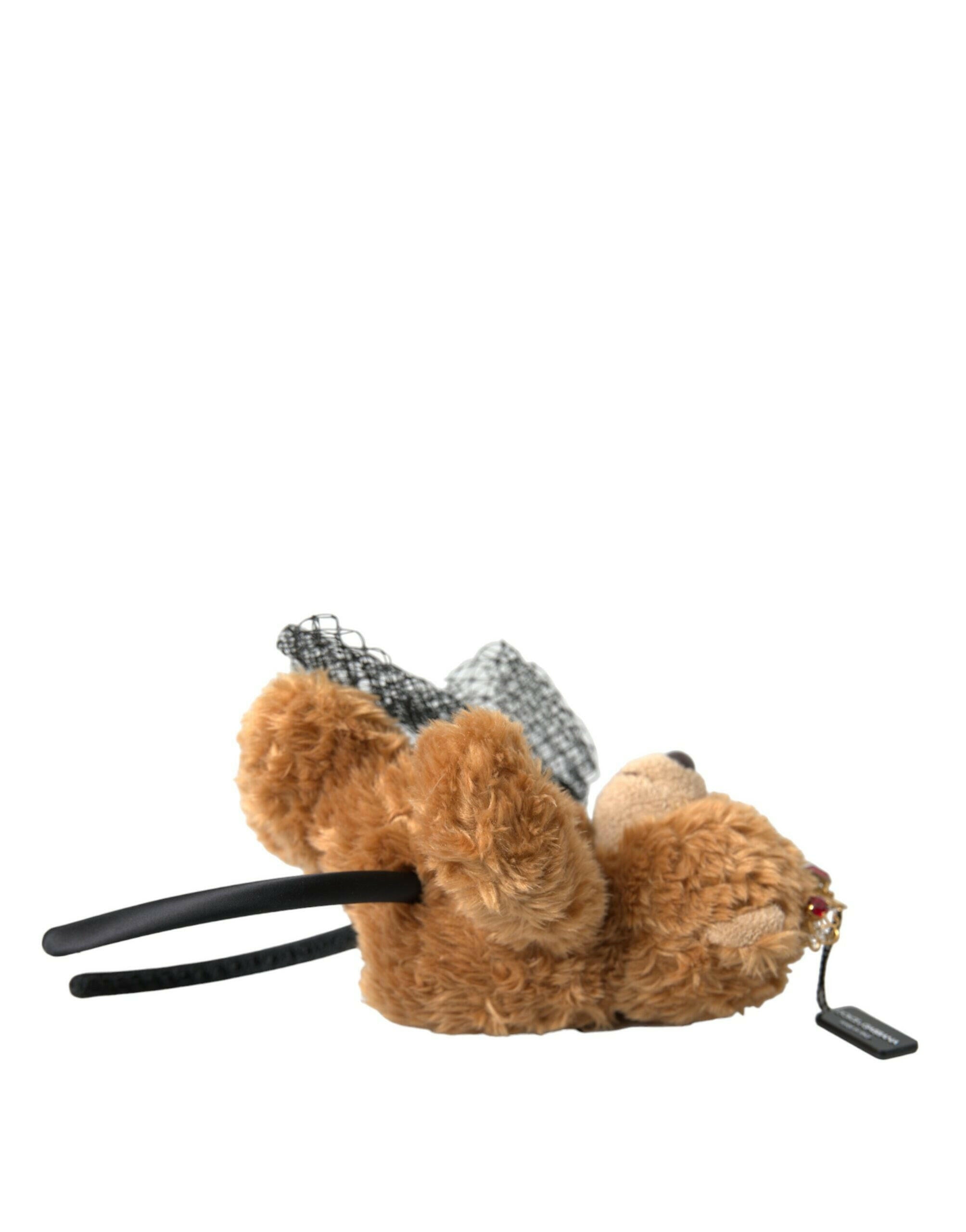 Dolce & Gabbana Brown Teddy Bear Gold Crystal Crown Hair Band Diadem -   -  Dolce & Gabbana.