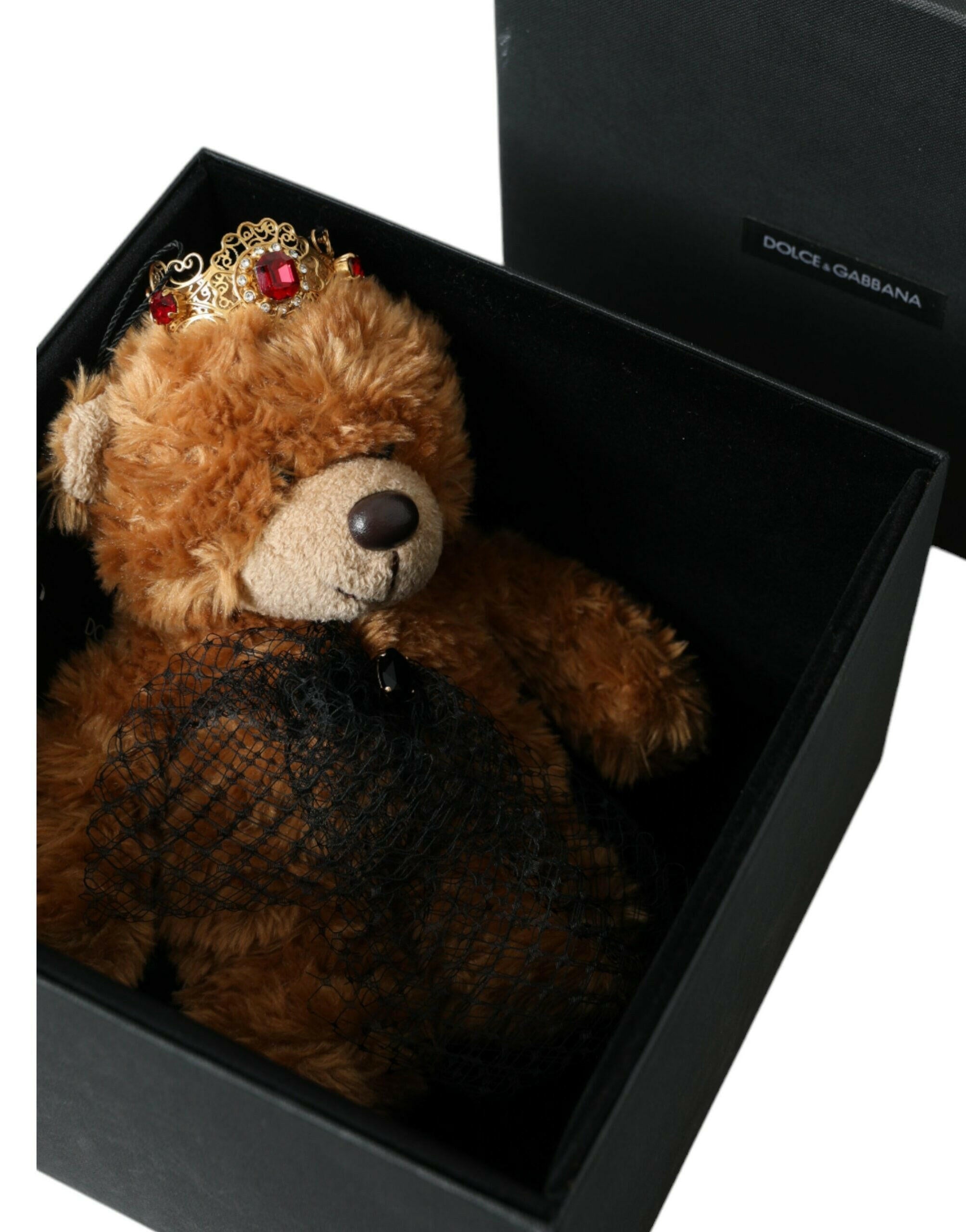 Dolce & Gabbana Brown Teddy Bear Gold Crystal Crown Hair Band Diadem -   -  Dolce & Gabbana.