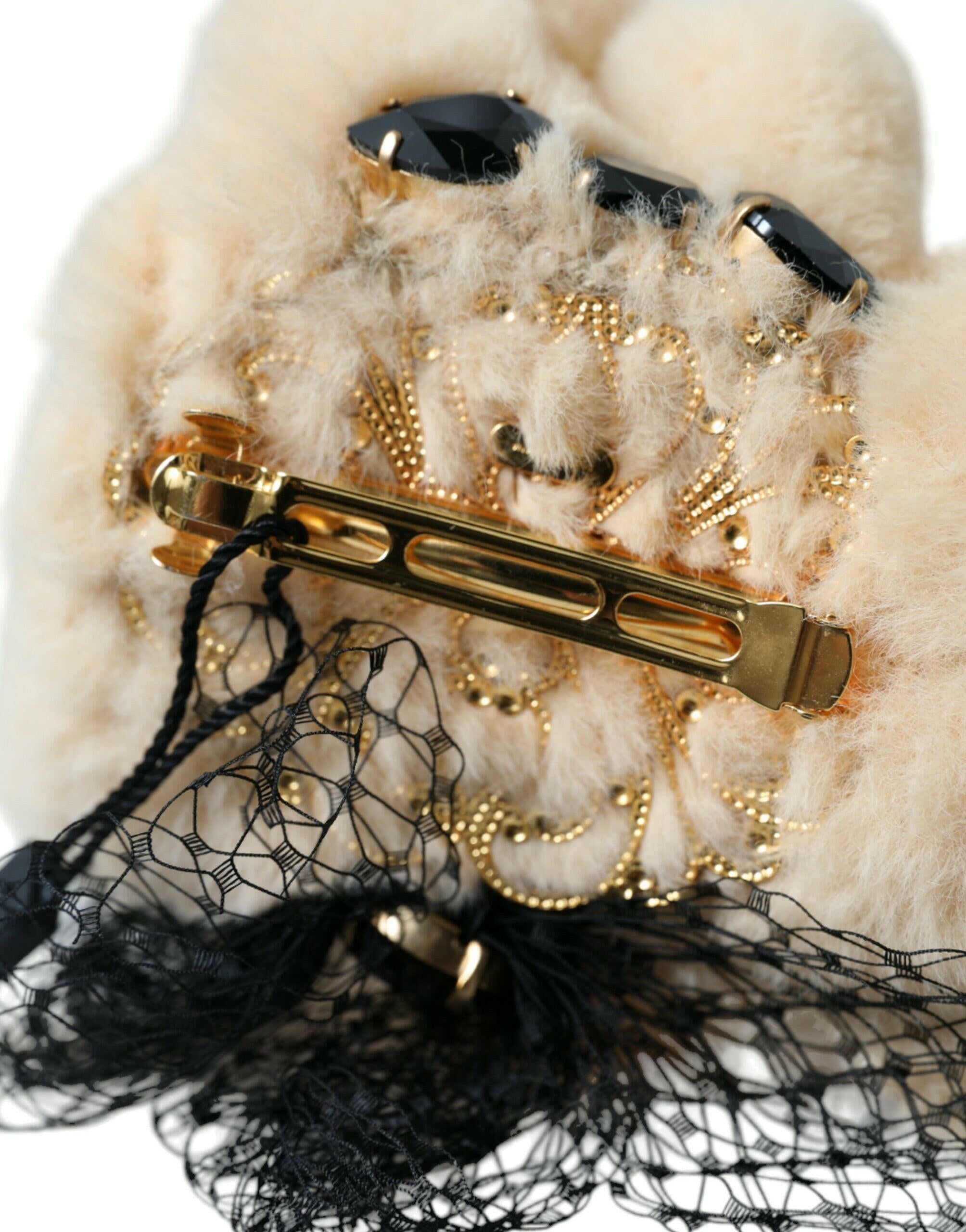 Dolce & Gabbana Beige Teddy Bear Mesh Net Band Hair Clip -   -  Dolce & Gabbana.