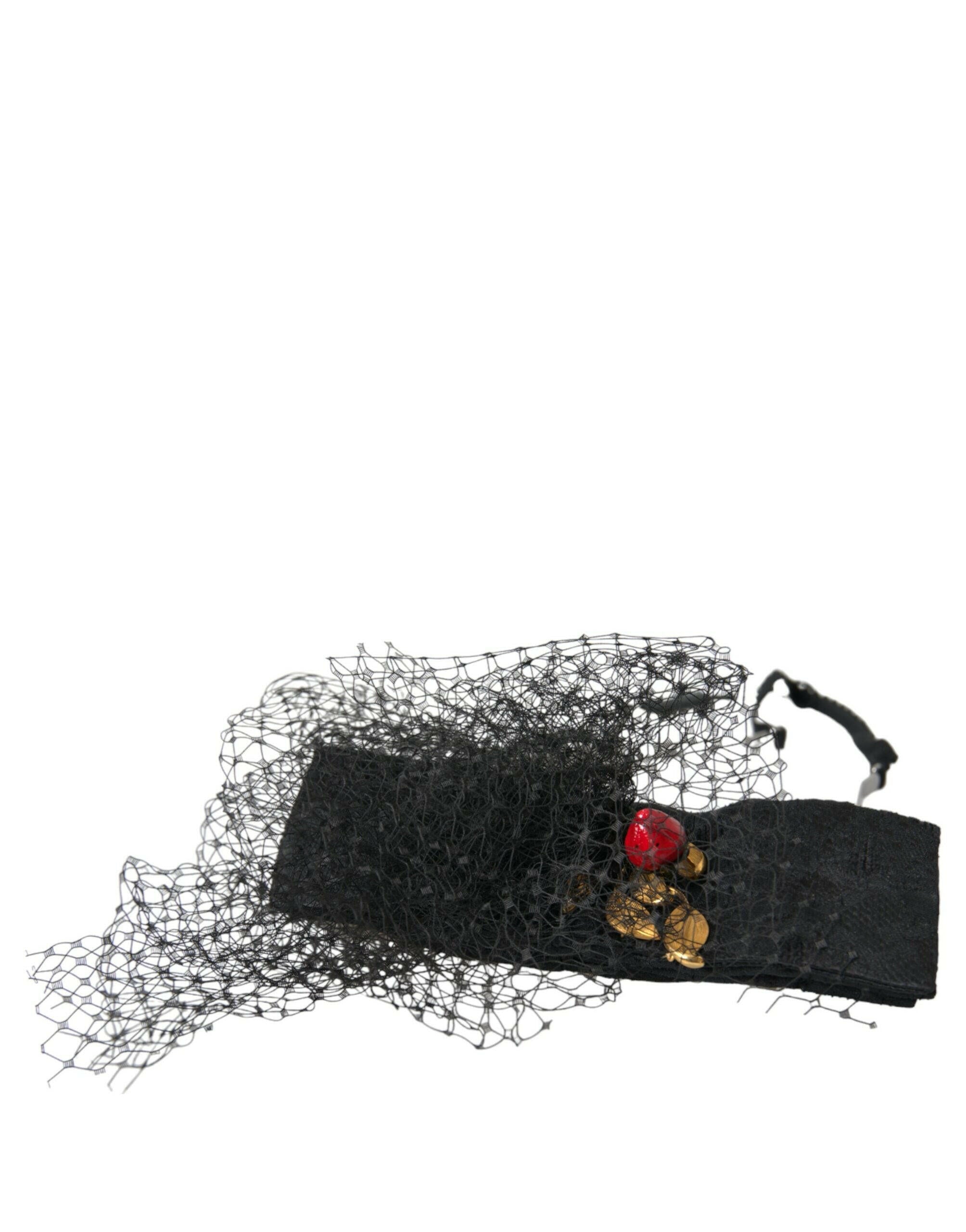 Dolce & Gabbana Black Strawberry Sicily Crystal Mesh Net Headband Diadem -   -  Dolce & Gabbana.