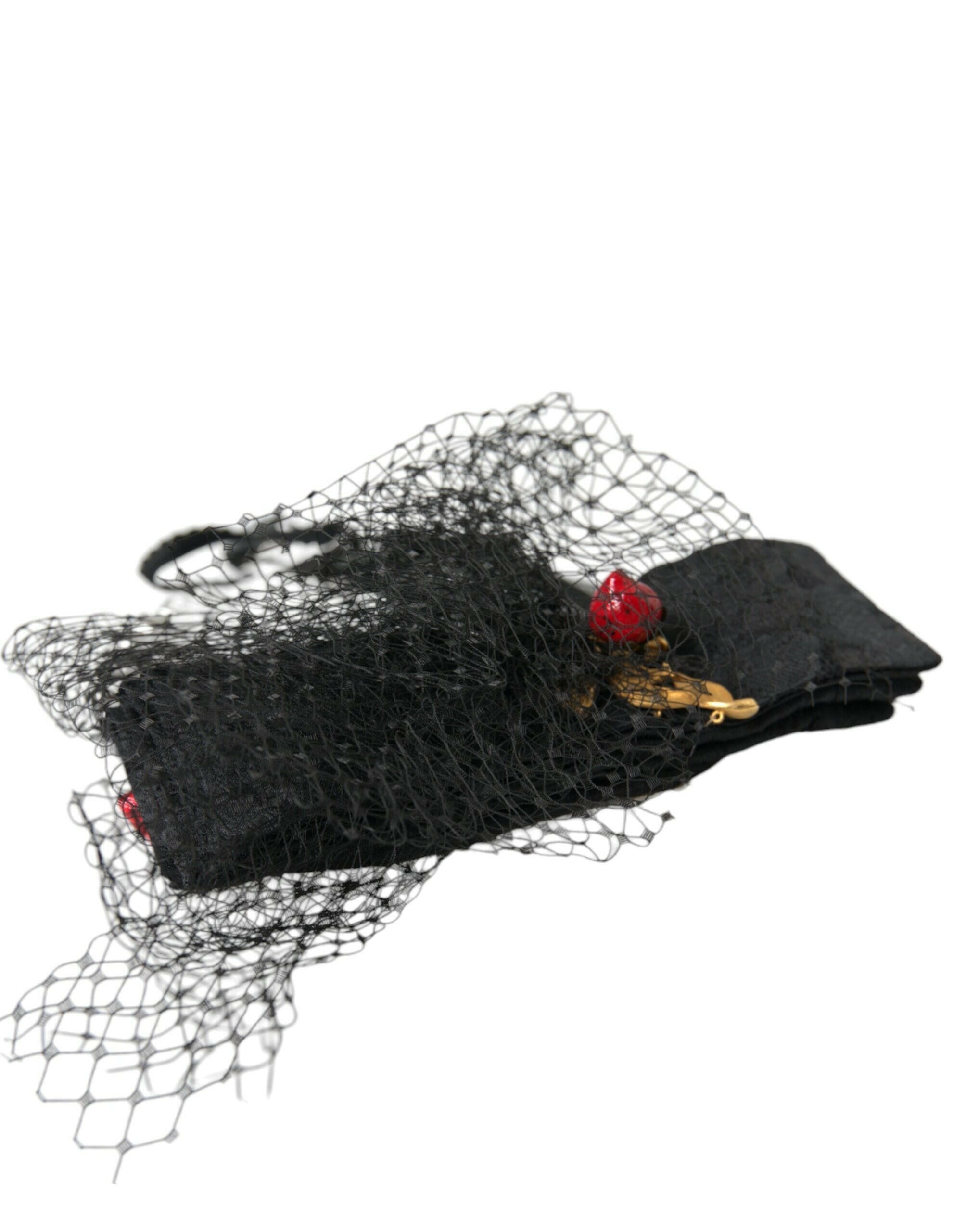 Dolce & Gabbana Black Strawberry Sicily Crystal Mesh Net Headband Diadem -   -  Dolce & Gabbana.