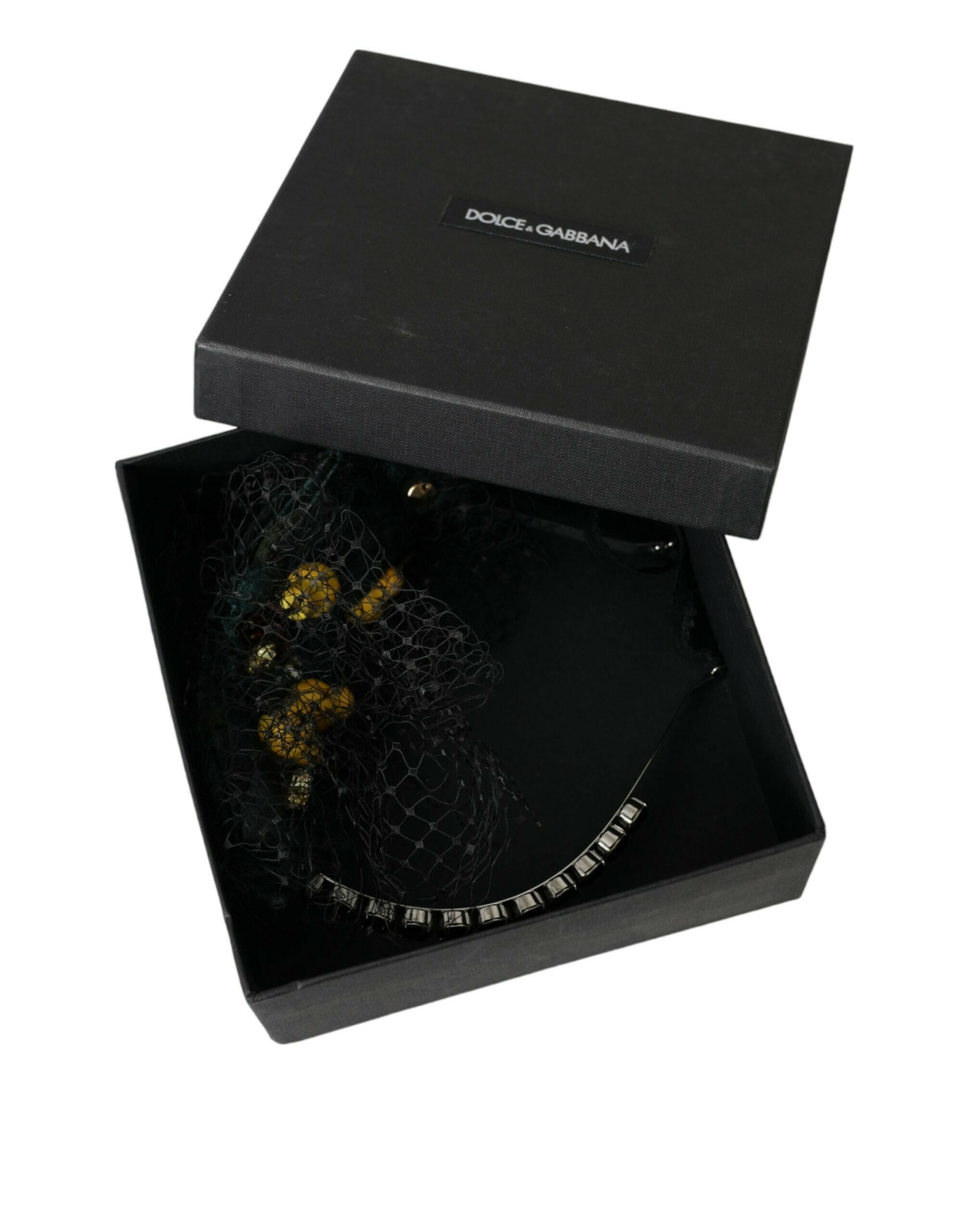 Dolce & Gabbana Black Lemons Sicily Purple Crystal Net Headband Diadem -   -  Dolce & Gabbana.