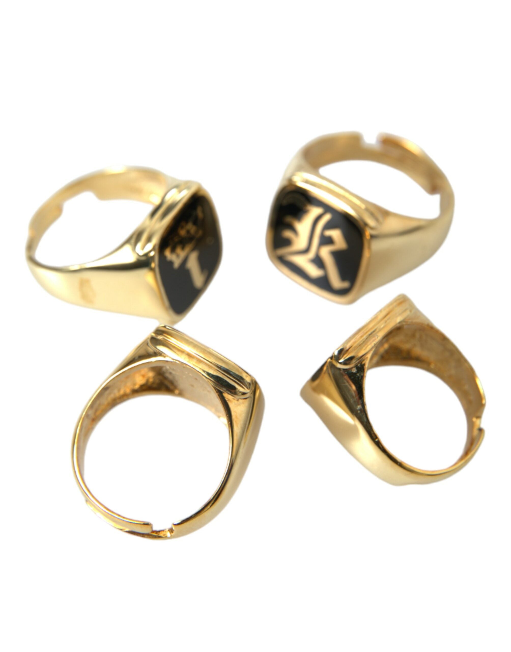 Dolce & Gabbana Gold Brass KING Enamel Set of 4 Ring -   -  Dolce & Gabbana.