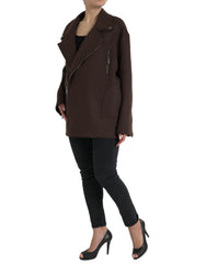 Dolce & Gabbana Brown Coat Short Biker Wool Jacket -   -  Dolce & Gabbana.