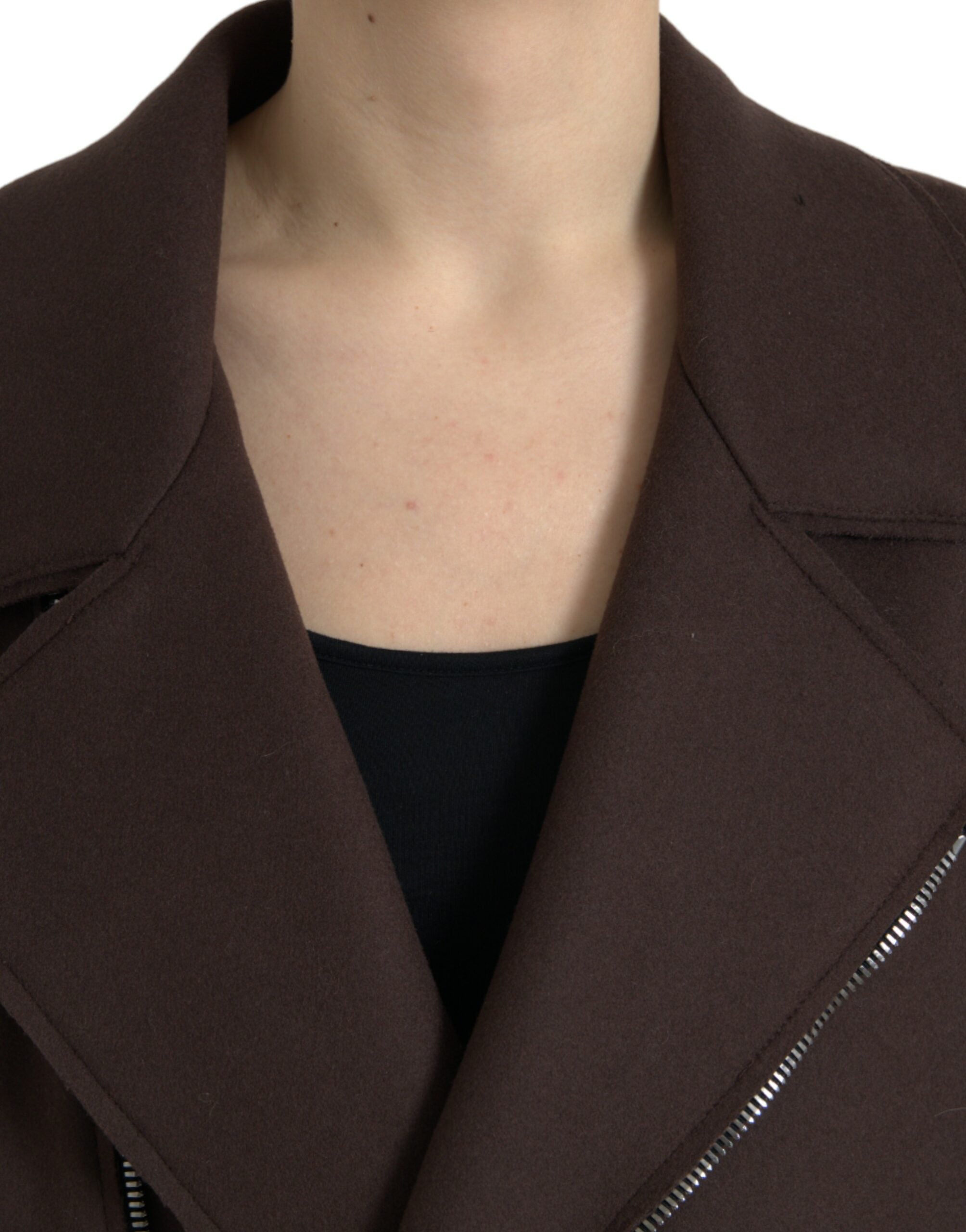 Dolce & Gabbana Brown Coat Short Biker Wool Jacket -   -  Dolce & Gabbana.