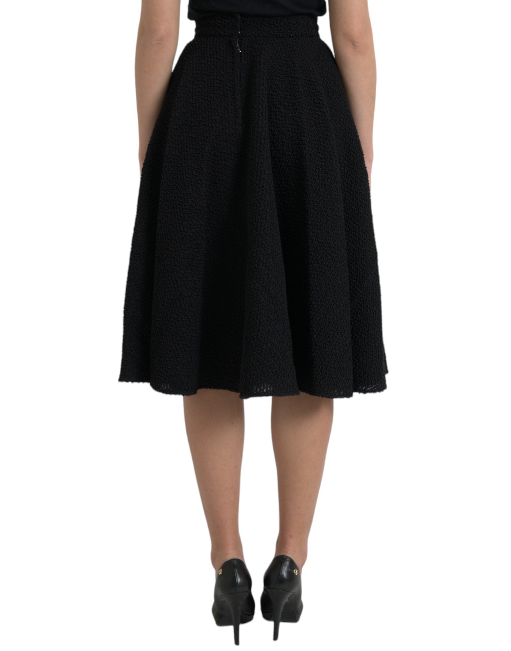 Dolce & Gabbana Black High Waist A-line Knee Length Skirt -   -  Dolce & Gabbana.