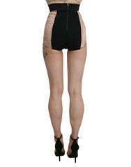 Dolce & Gabbana Beige Silk High Waist Mini Hot Pants Shorts -   -  Dolce & Gabbana.