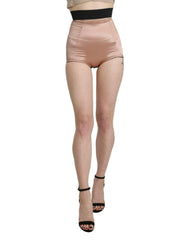 Dolce & Gabbana Beige Silk High Waist Mini Hot Pants Shorts -   -  Dolce & Gabbana.