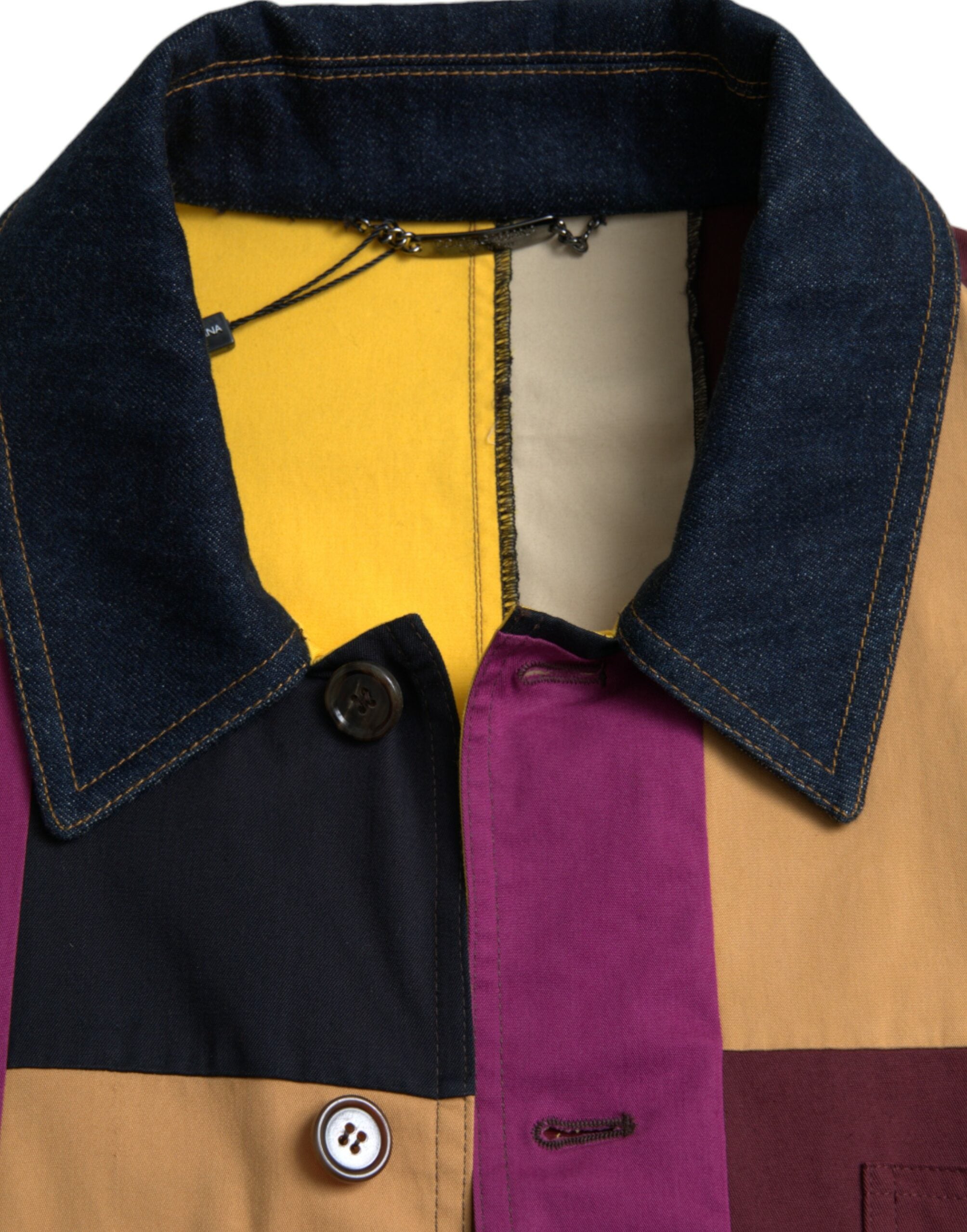 Dolce & Gabbana Multicolor Patchwork Cotton Collared Jacket -   -  Dolce & Gabbana.