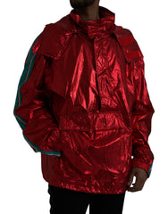Dolce & Gabbana Red Nylon Hooded Pullover Sweatshirt Jacket -   -  Dolce & Gabbana.