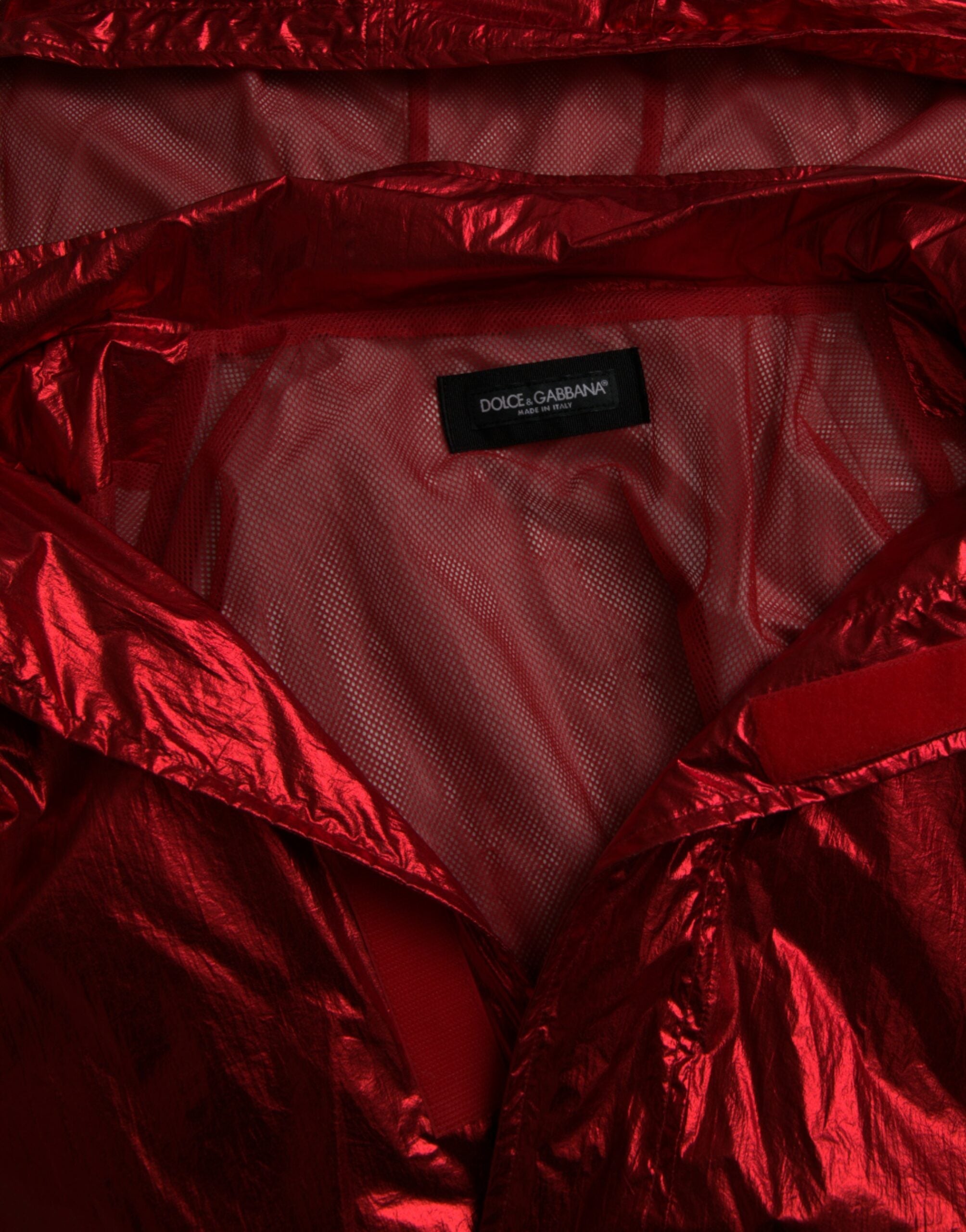 Dolce & Gabbana Red Nylon Hooded Pullover Sweatshirt Jacket -   -  Dolce & Gabbana.