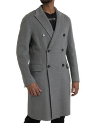 Dolce & Gabbana Gray Double Trench Coat Cashmere Jacket -   -  Dolce & Gabbana.