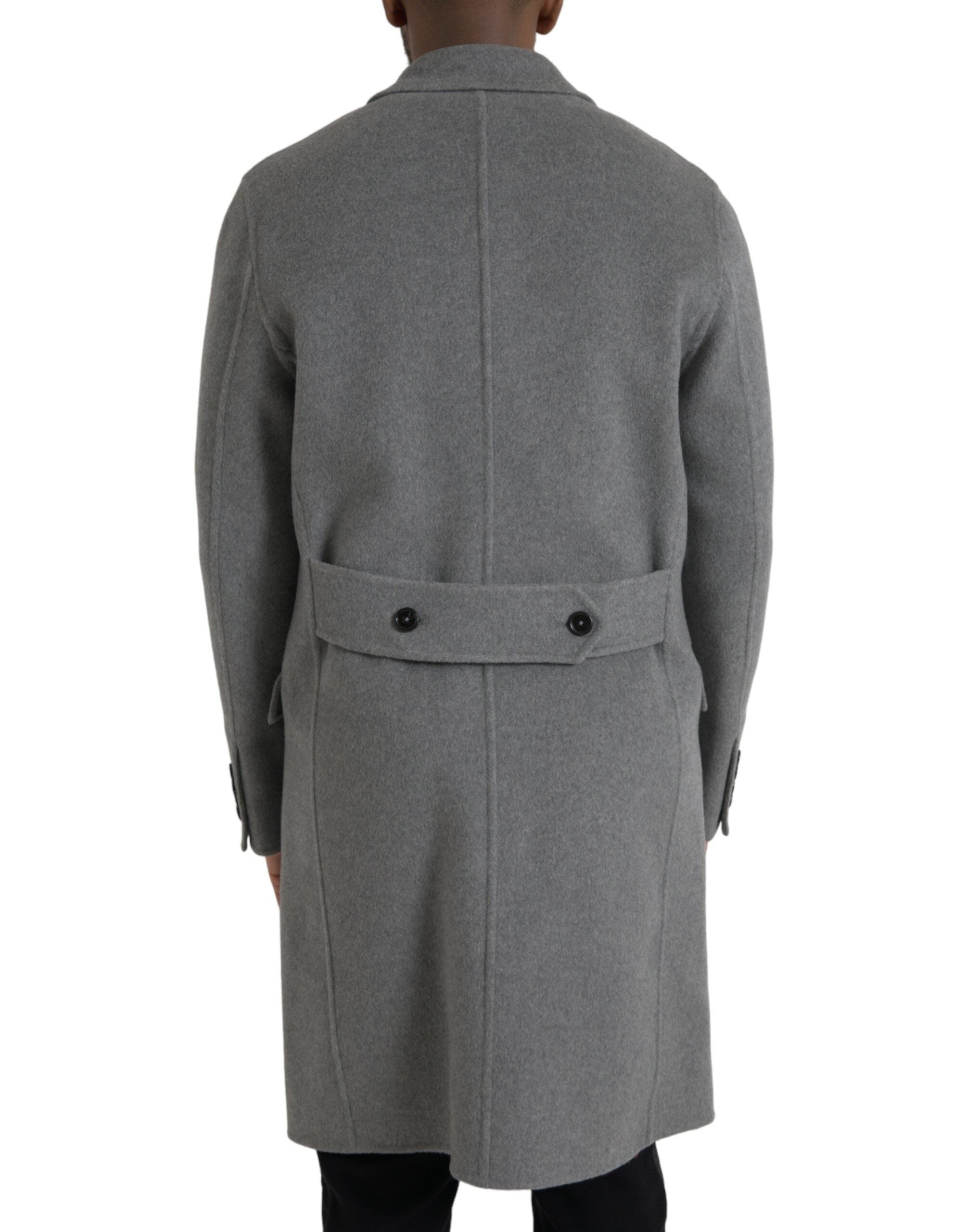 Dolce & Gabbana Gray Double Trench Coat Cashmere Jacket -   -  Dolce & Gabbana.