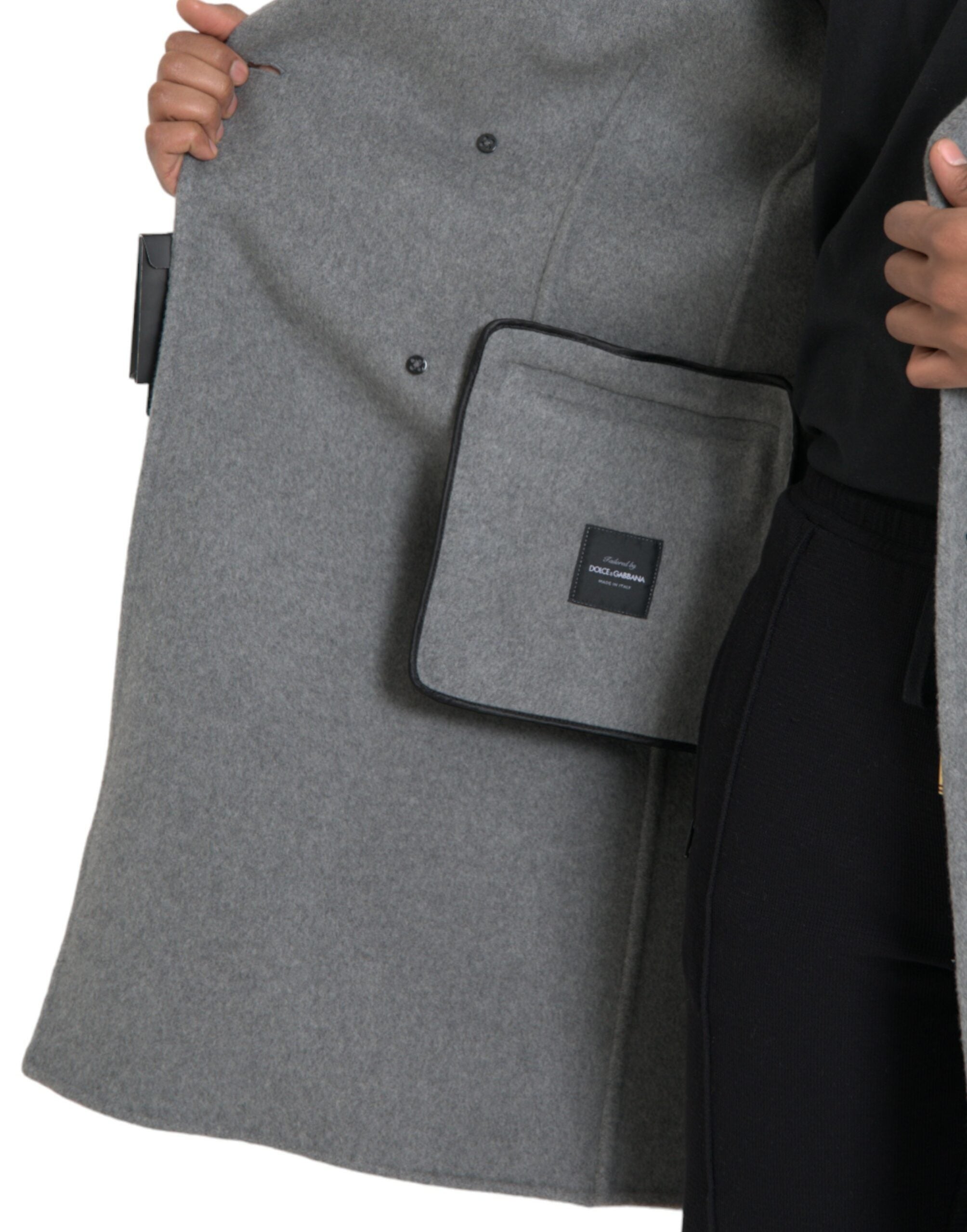 Dolce & Gabbana Gray Double Trench Coat Cashmere Jacket -   -  Dolce & Gabbana.