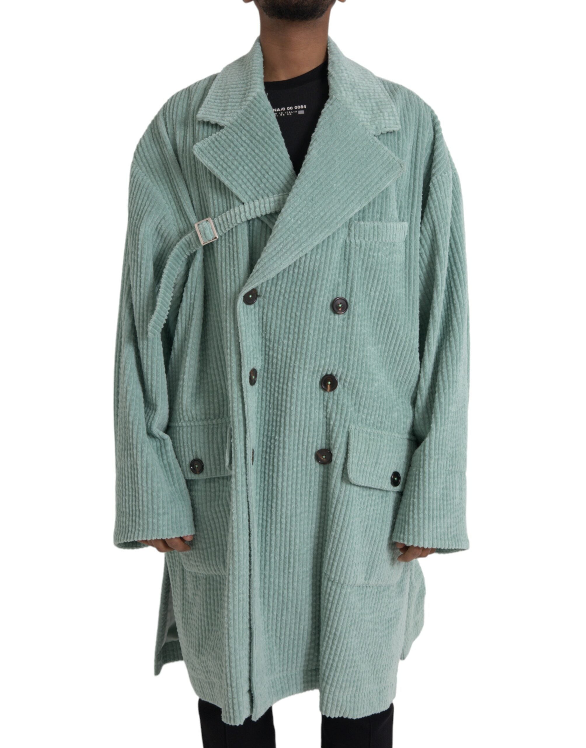 Dolce & Gabbana Blue Double Breasted Corduroy Cotton Jacket -   -  Dolce & Gabbana.