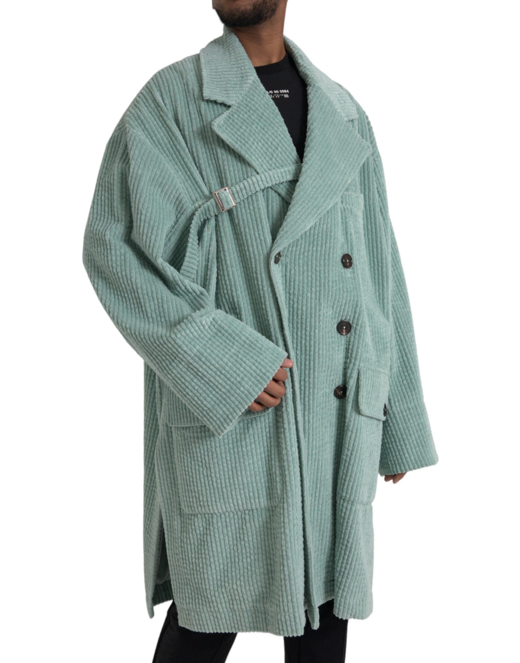Dolce & Gabbana Blue Double Breasted Corduroy Cotton Jacket -   -  Dolce & Gabbana.