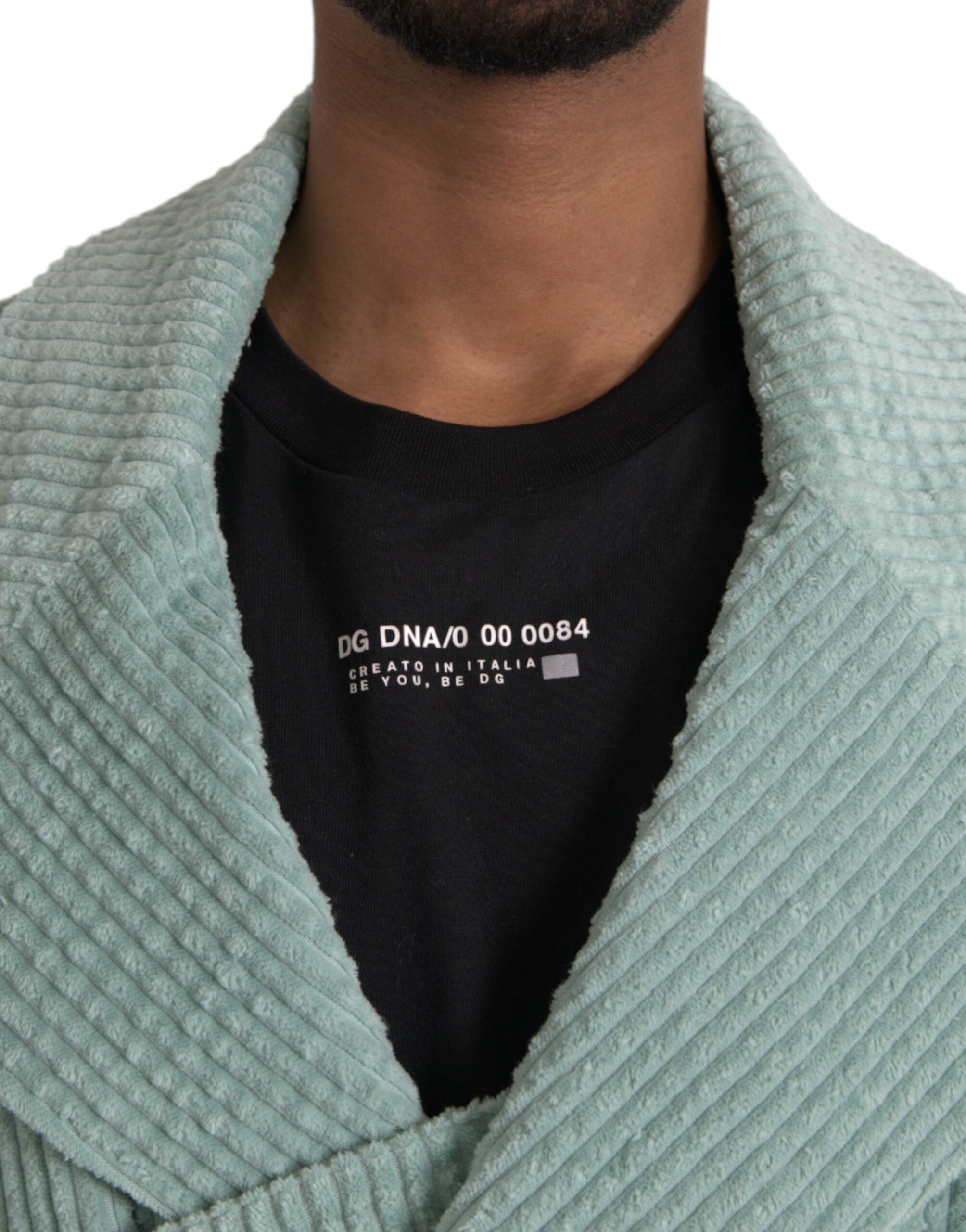 Dolce & Gabbana Blue Double Breasted Corduroy Cotton Jacket -   -  Dolce & Gabbana.