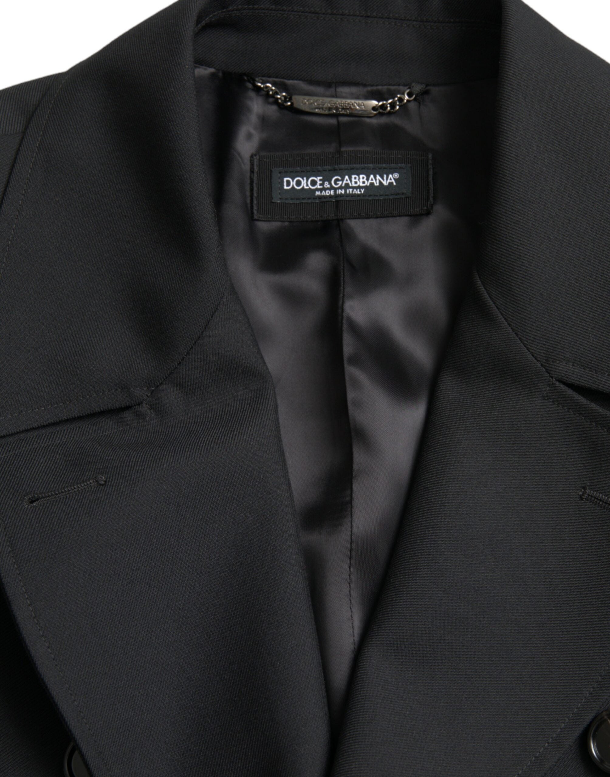 Dolce & Gabbana Black Double Breasted Trench Coat Jacket -   -  Dolce & Gabbana.