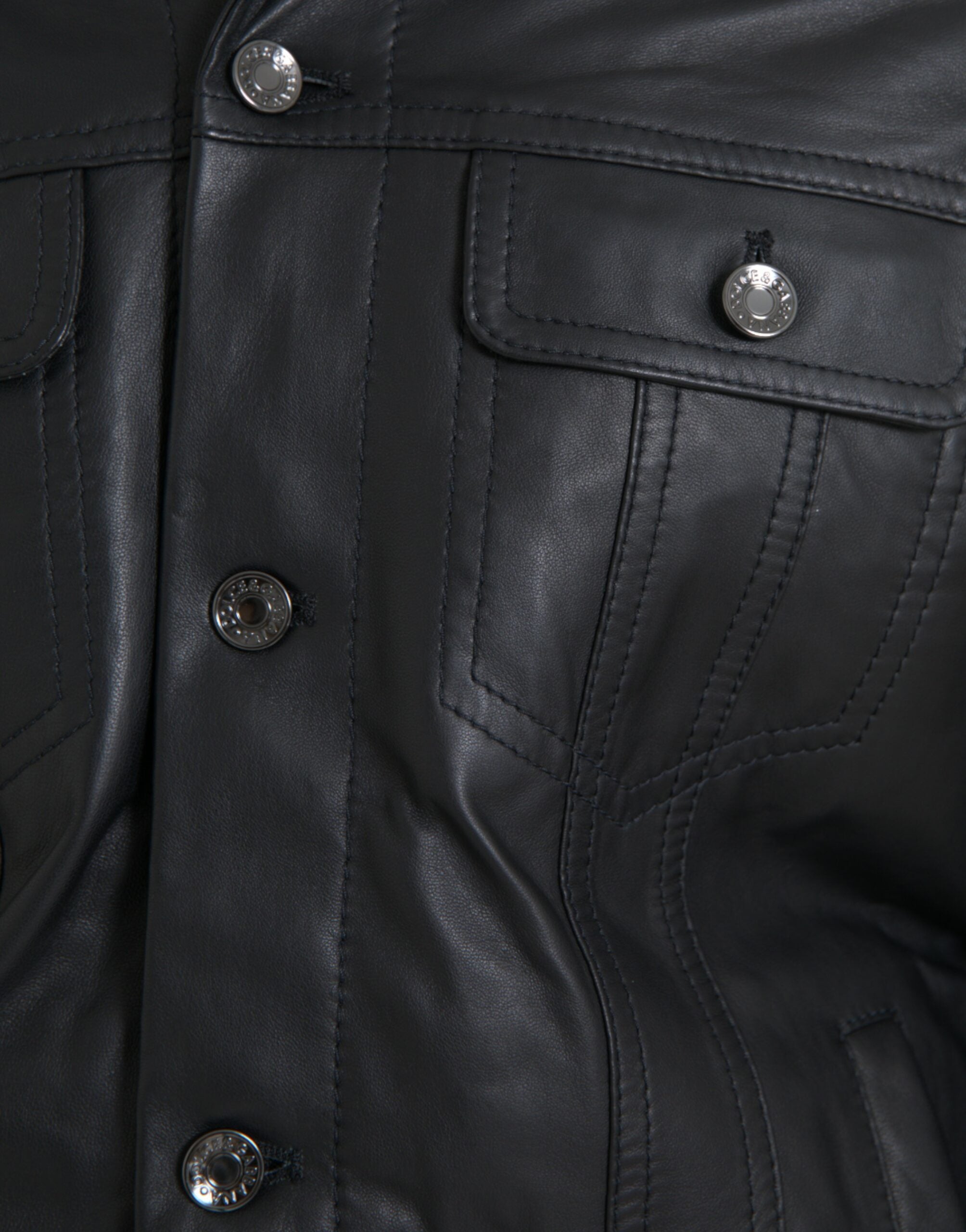 Dolce & Gabbana Black Leather Fur Collar Biker Coat Jacket -   -  Dolce & Gabbana.