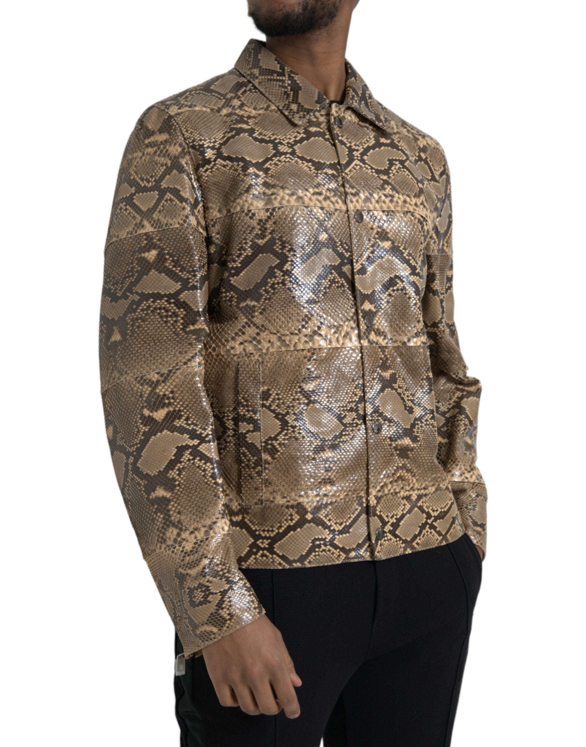Dolce & Gabbana Beige Exotic Leather Biker Blouson Jacket -   -  Dolce & Gabbana.