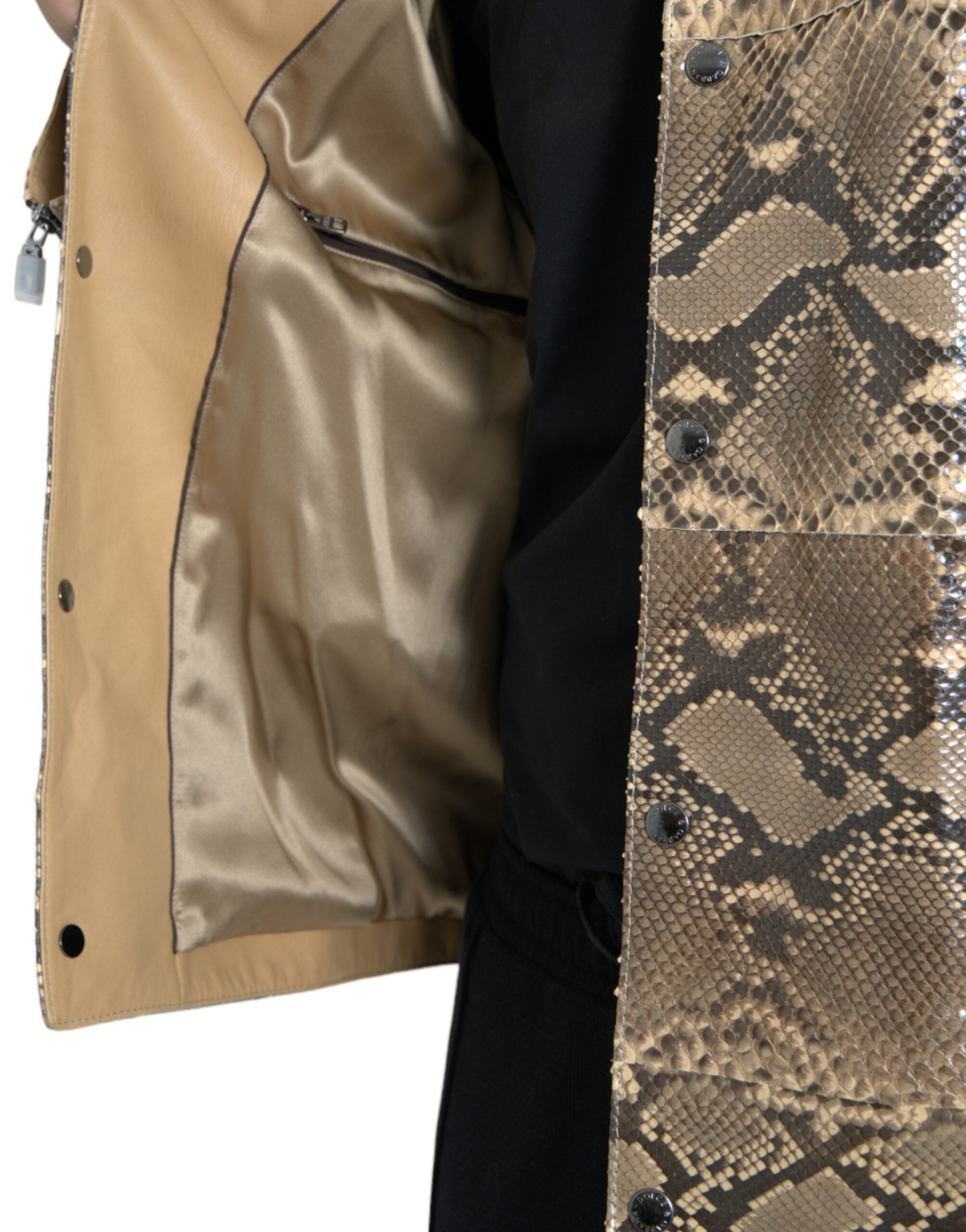 Dolce & Gabbana Beige Exotic Leather Biker Blouson Jacket -   -  Dolce & Gabbana.