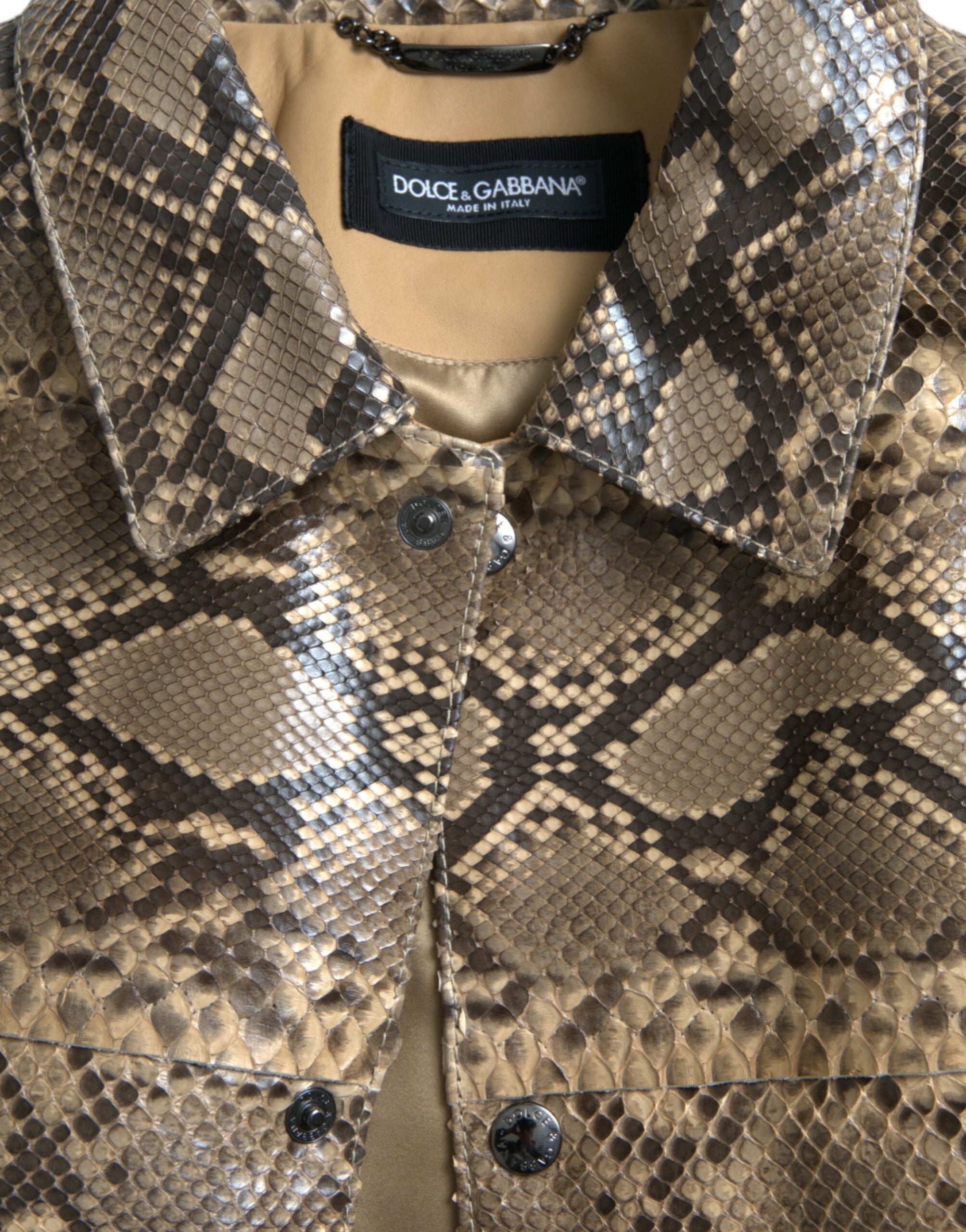 Dolce & Gabbana Beige Exotic Leather Biker Blouson Jacket -   -  Dolce & Gabbana.
