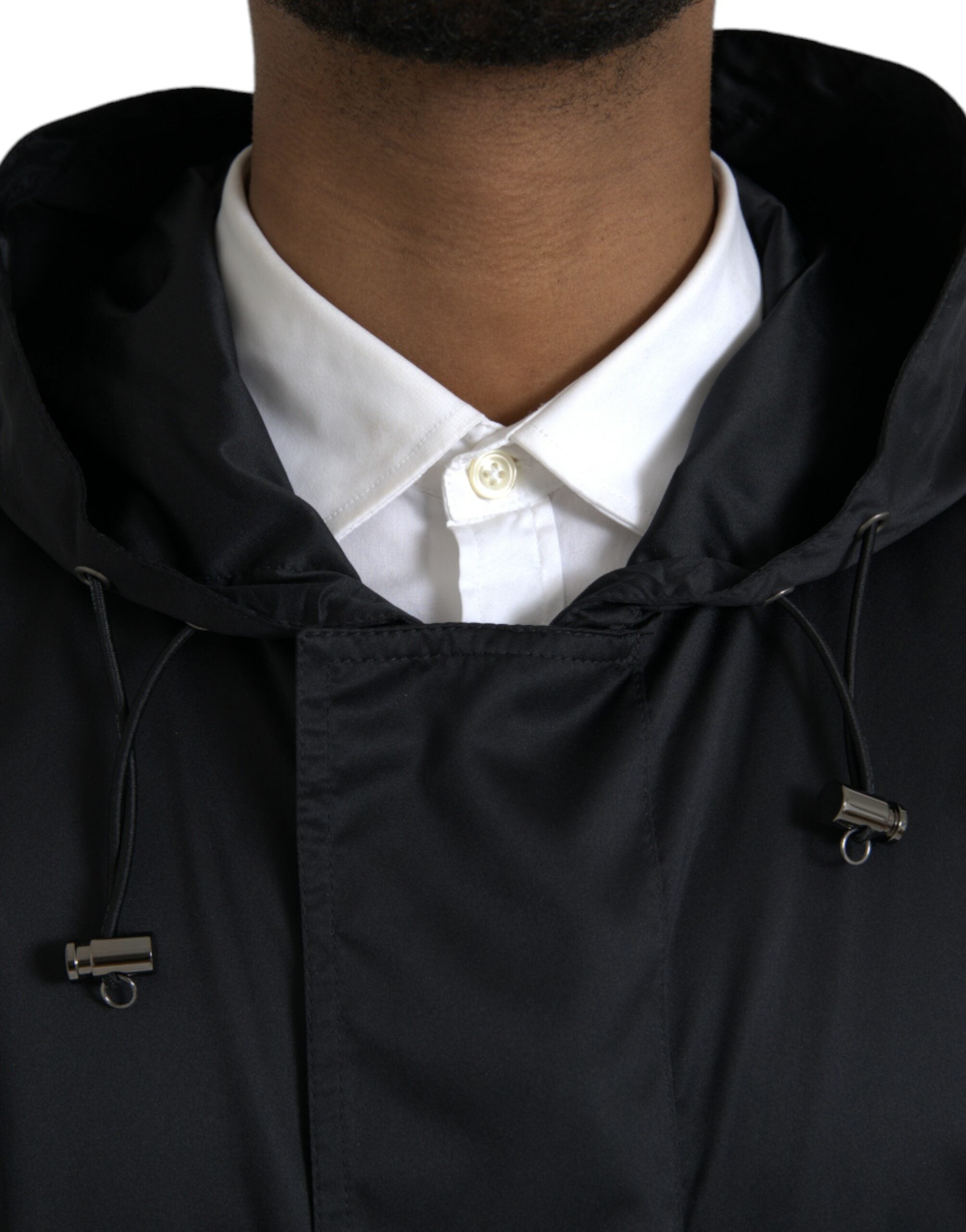 Dolce & Gabbana Black Polyester Hooded Long Windbreaker Jacket -   -  Dolce & Gabbana.