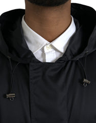 Dolce & Gabbana Black Polyester Hooded Long Windbreaker Jacket -   -  Dolce & Gabbana.